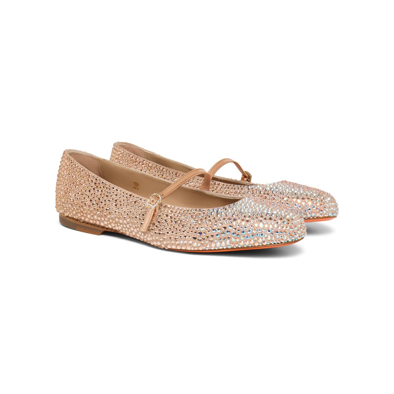 Santoni Women's pink suede and strass ballet flat outlook