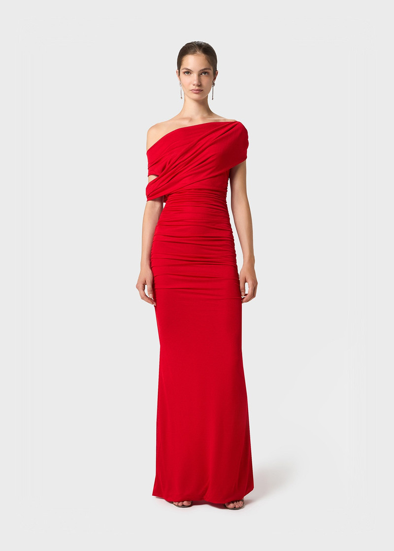 Blumarine ONE-SHOULDER LONG DRESS WITH DRAPES outlook