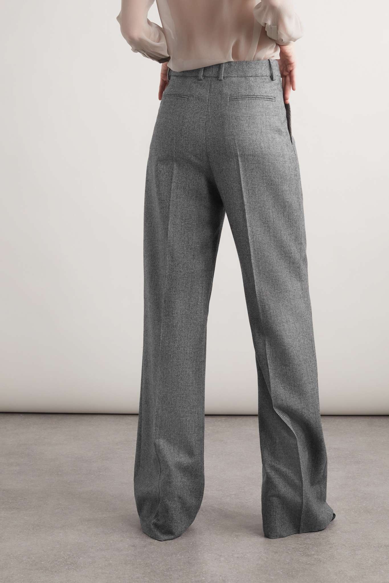 SAINT LAURENT Houndstooth wool wide-leg pants | REVERSIBLE