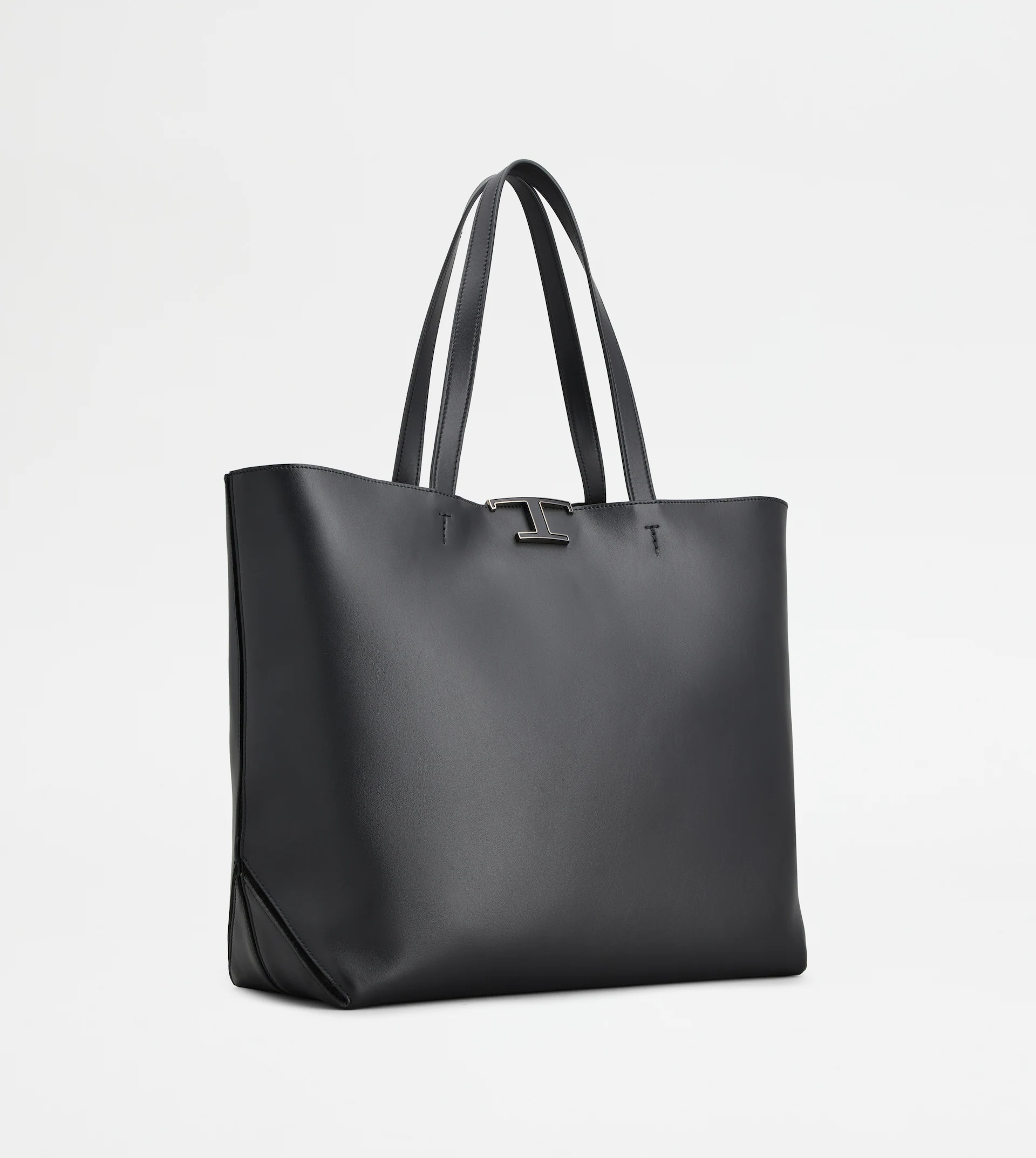 T TIMELESS SHOPPING BAG IN LEATHER MEDIUM - BLACK - 2