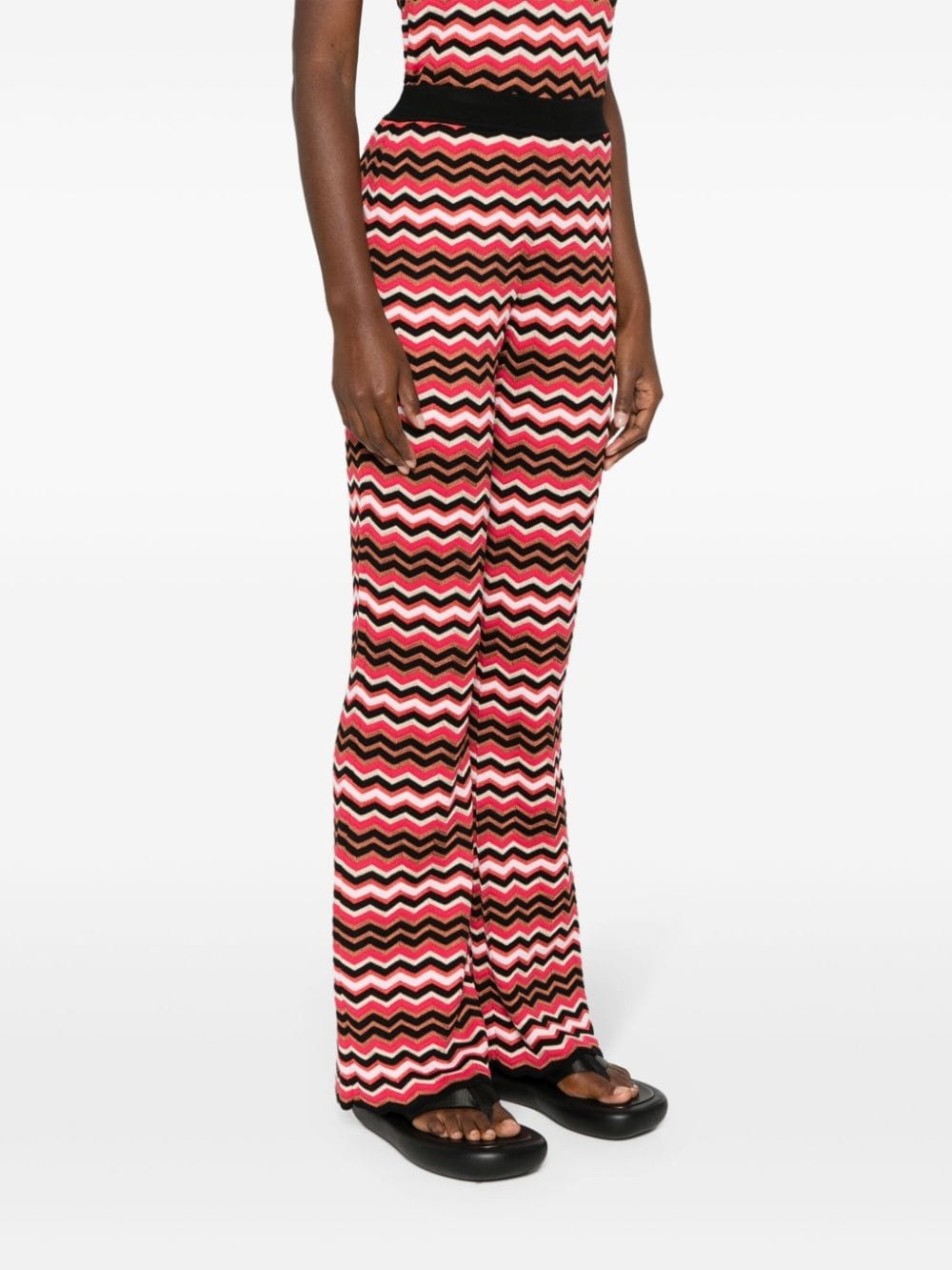 zigzag-woven flared trousers - 3
