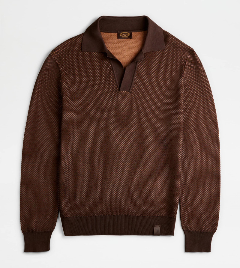 POLO SHIRT IN KNIT - BROWN 1