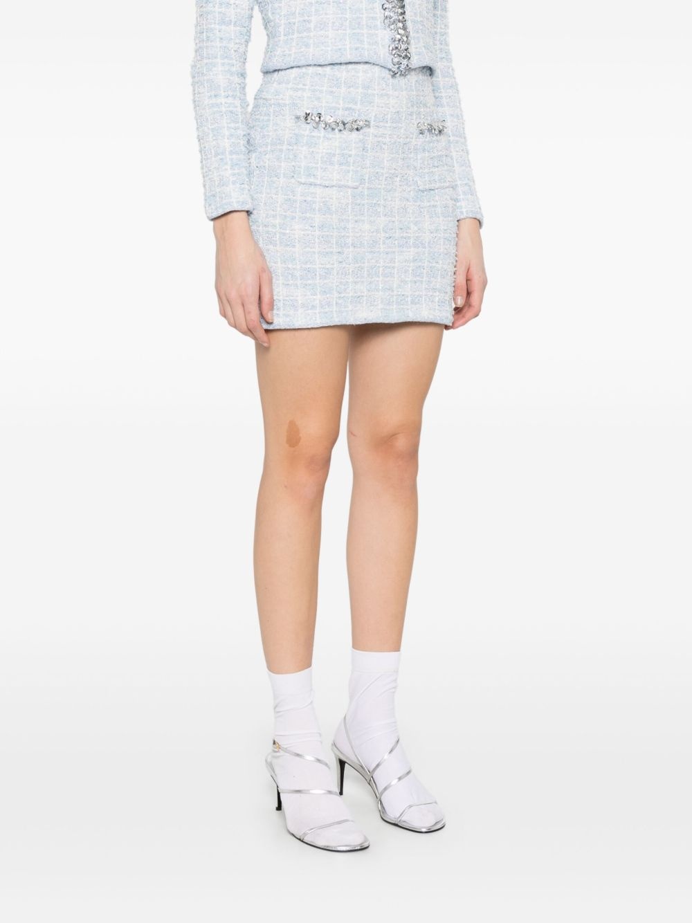 checked knitted mini skirt - 3