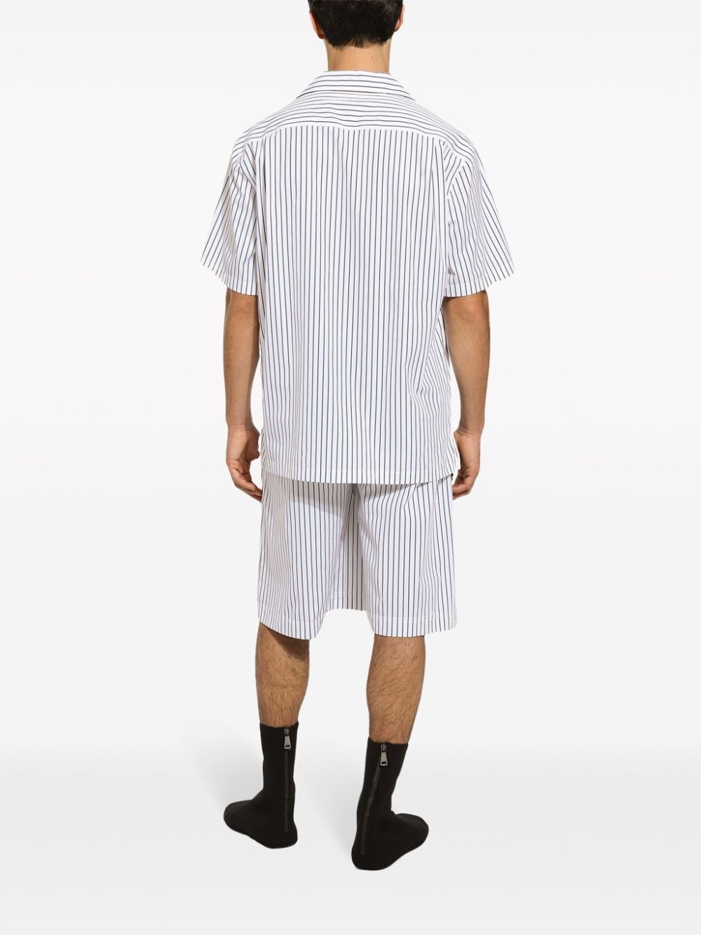 floral-detail striped bermuda shorts - 4
