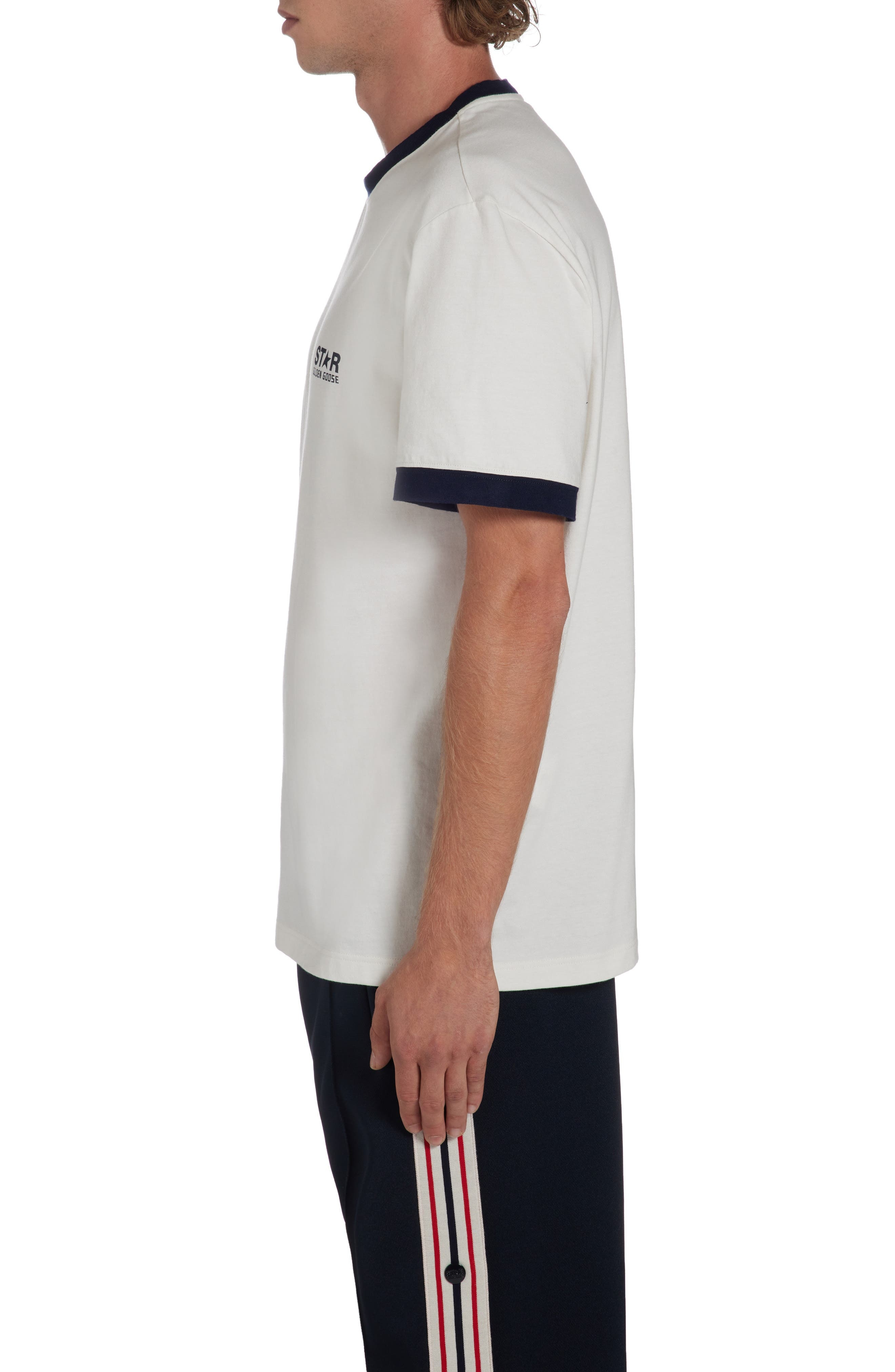 Golden Goose Star Cotton Ringer T-Shirt in Heritage White/Dark Blue at Nordstrom - 4