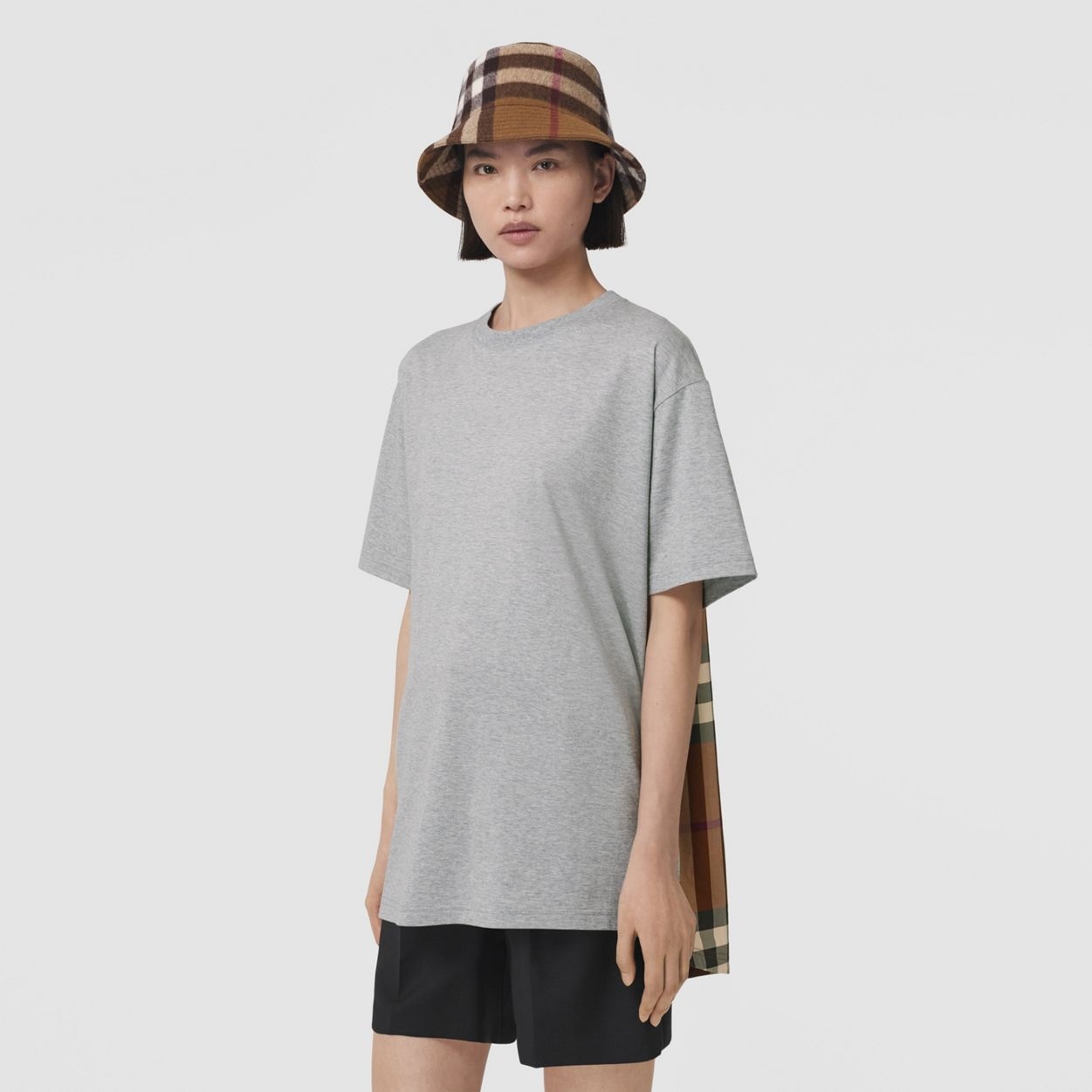 Check Panel Cotton Oversized T-shirt - 2