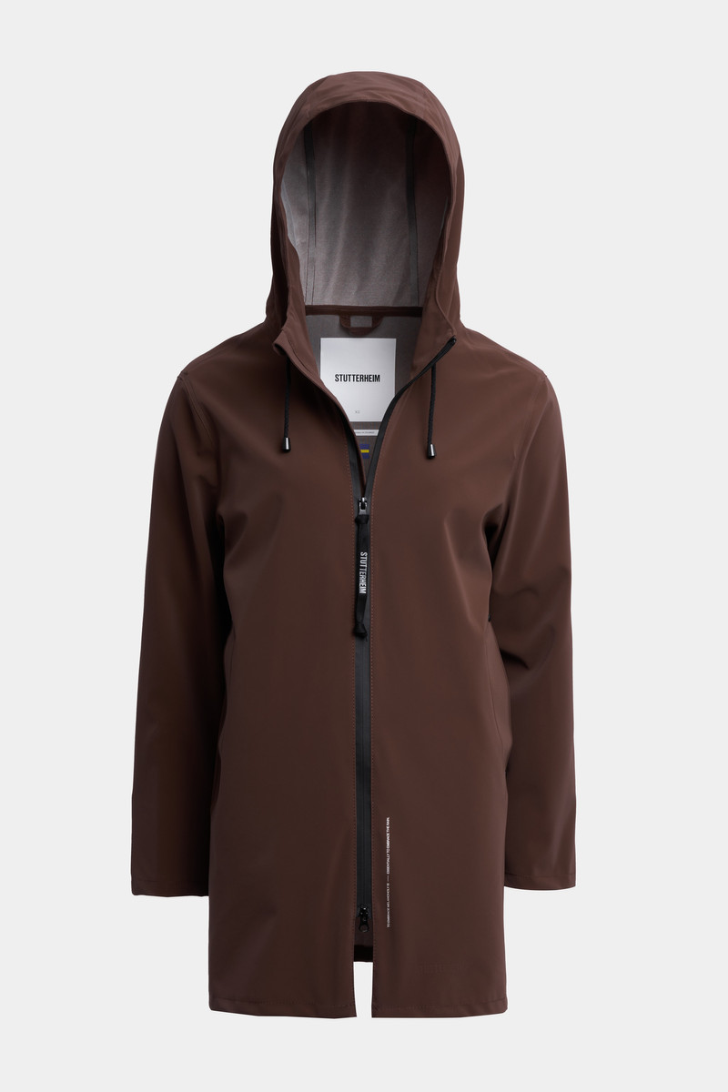 Stockholm Lightweight Zip Matte Raincoat Dark Brown 1