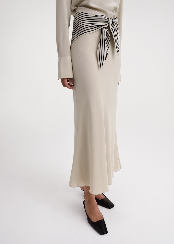 Stripe scarf silk maxi skirt sand - 5