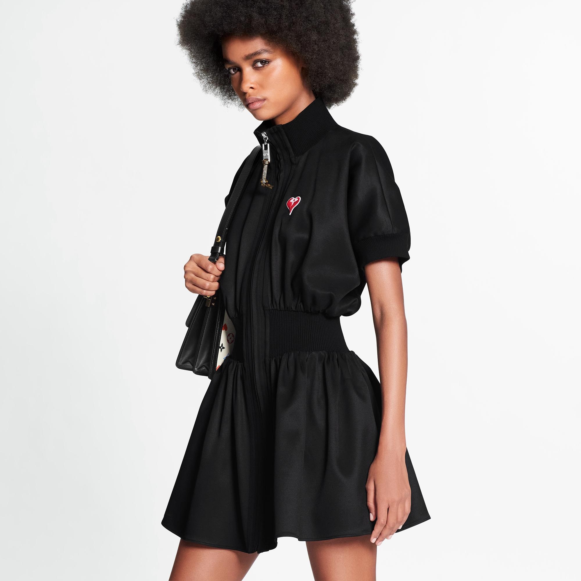 Sporty Puff-Sleeved Zip-Up Dress  - 3