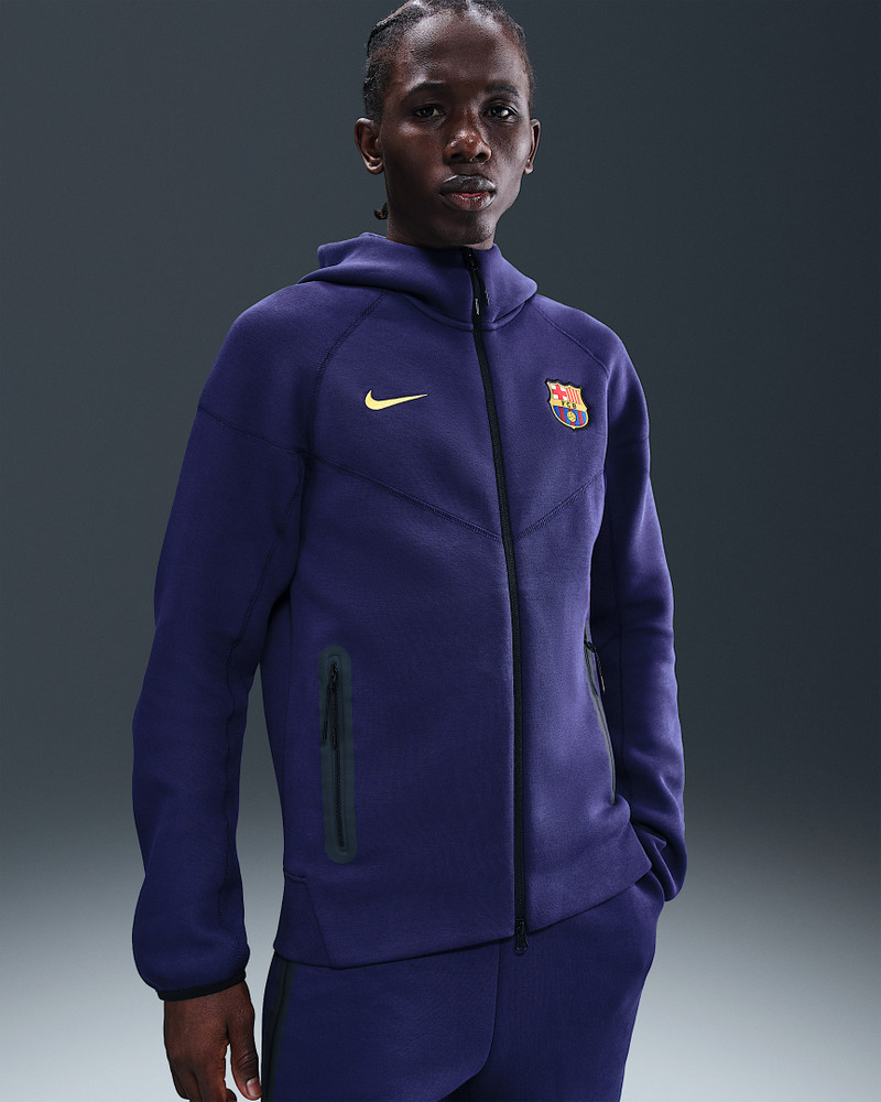 FC Barcelona Tech Windrunner Men's Nike Soccer Fleece Full-Zip Hoodie 1