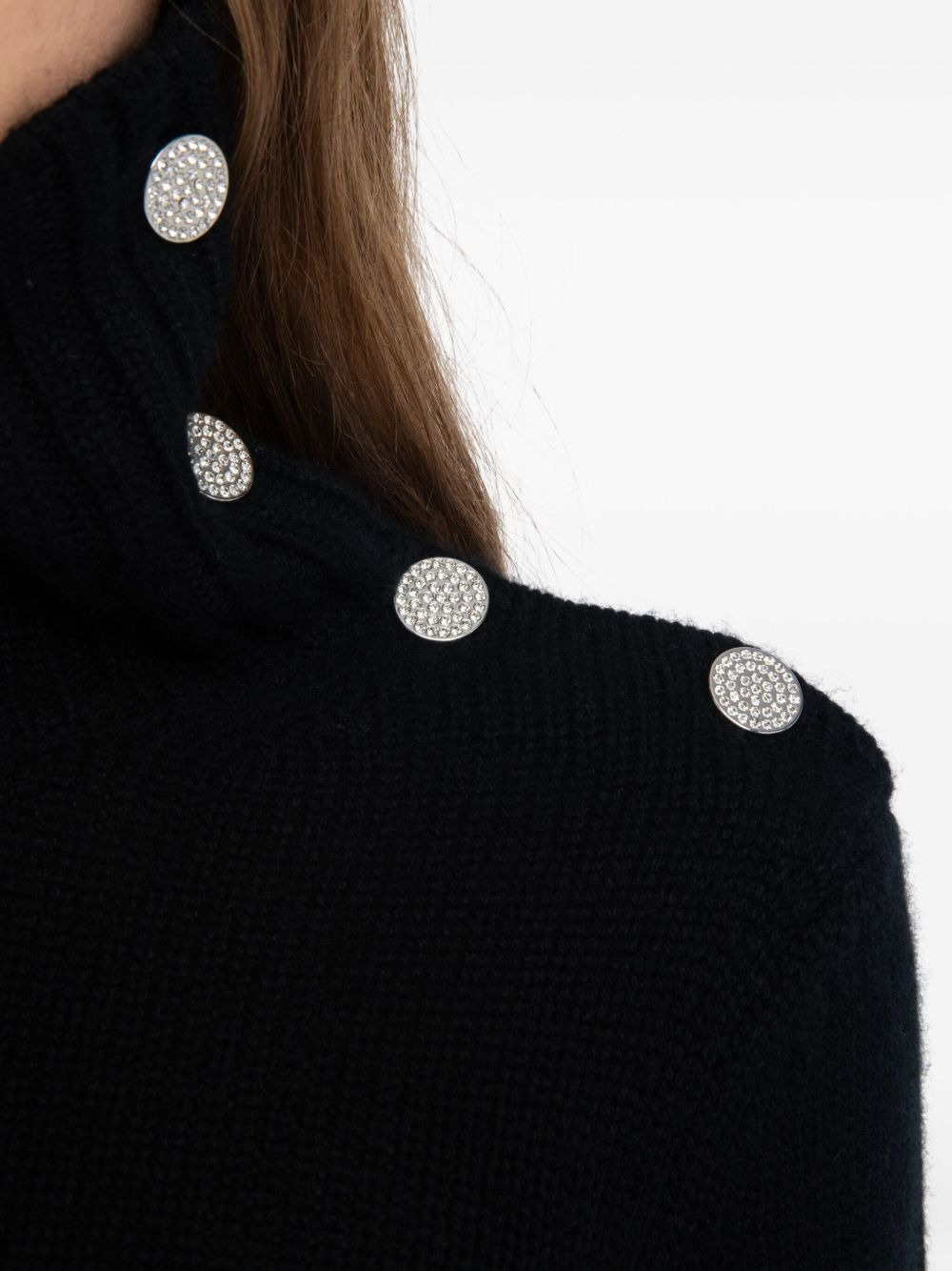 high-neck embellished-button sweater - 5