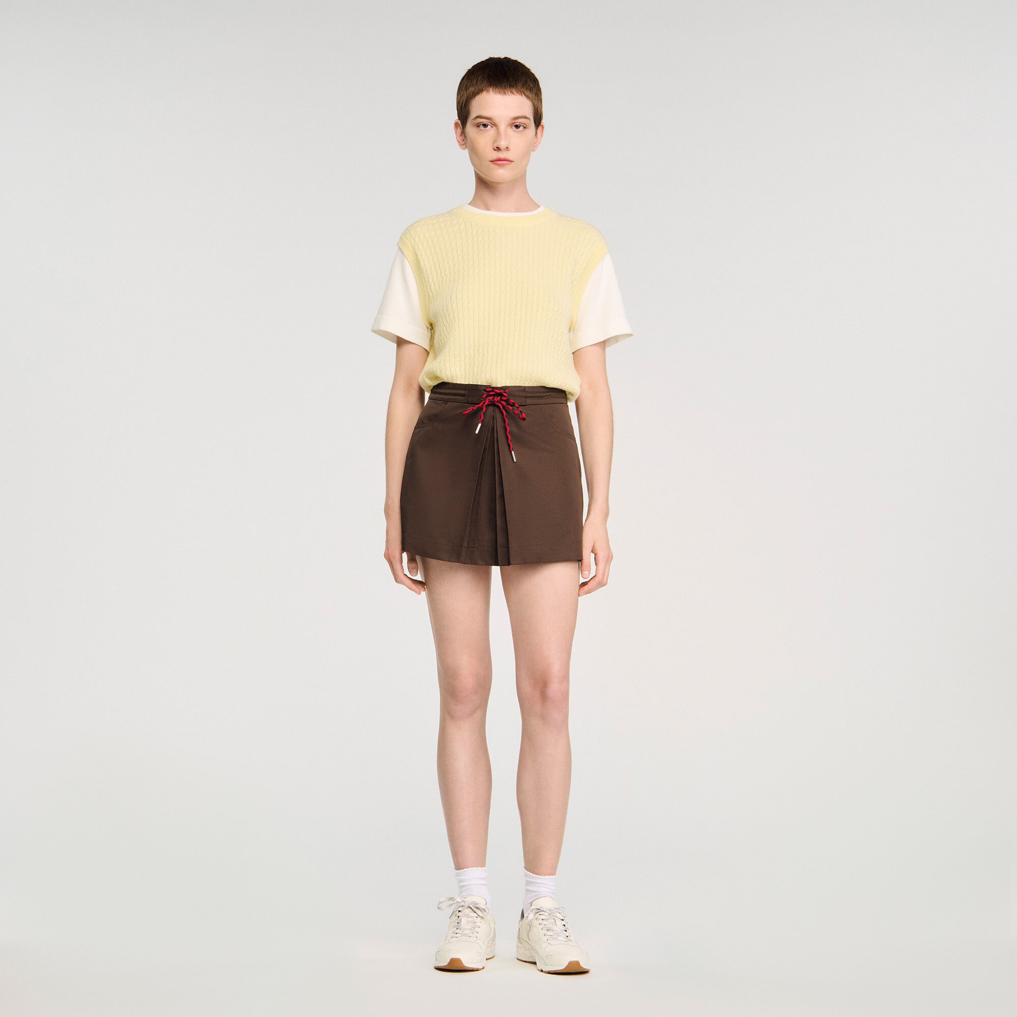 DRAWSTRING PLEATED SKORT - 2