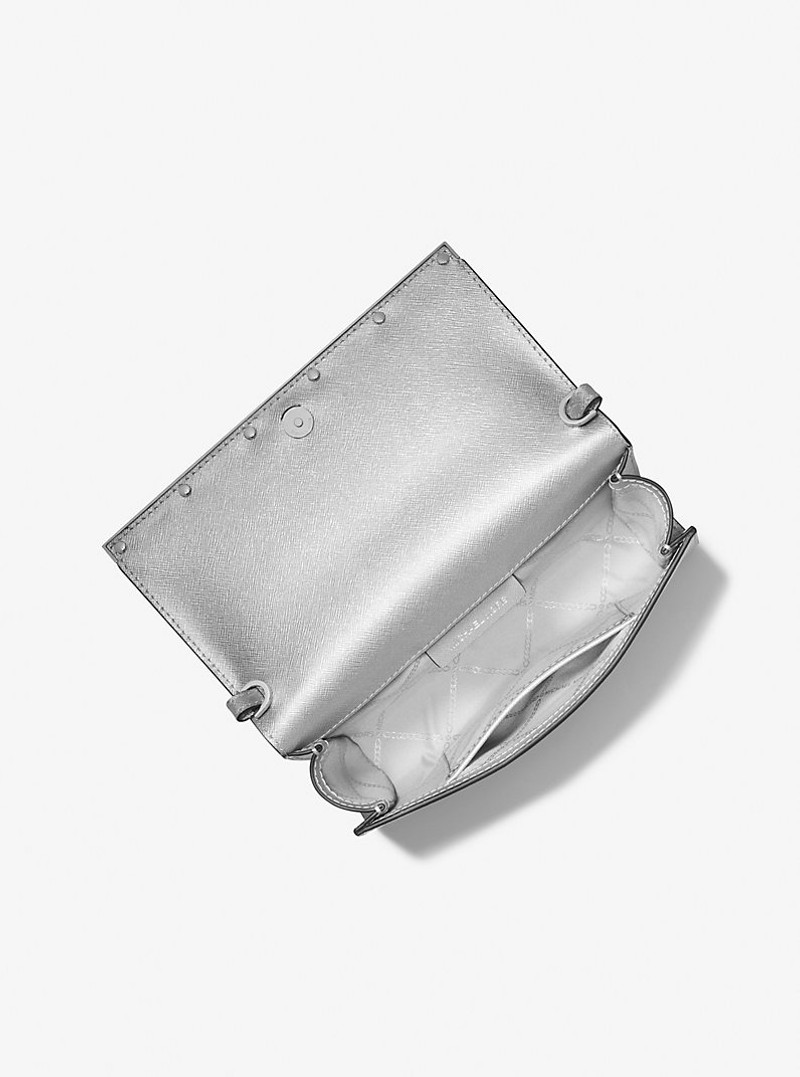 MICHAEL KORS Mona Large Metallic Saffiano Leather Clutch outlook