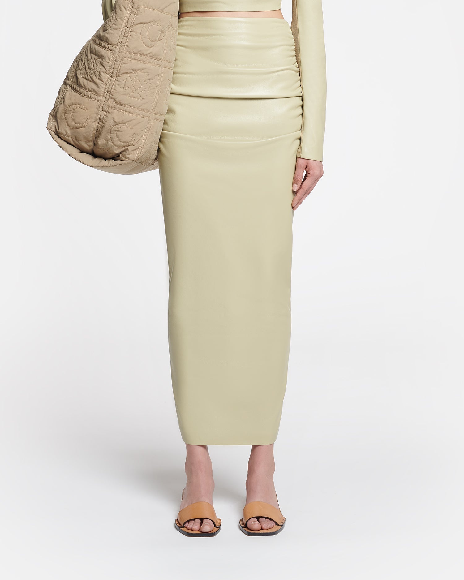 Ruched Okobor™ Alt-Leather Midi Skirt - 4