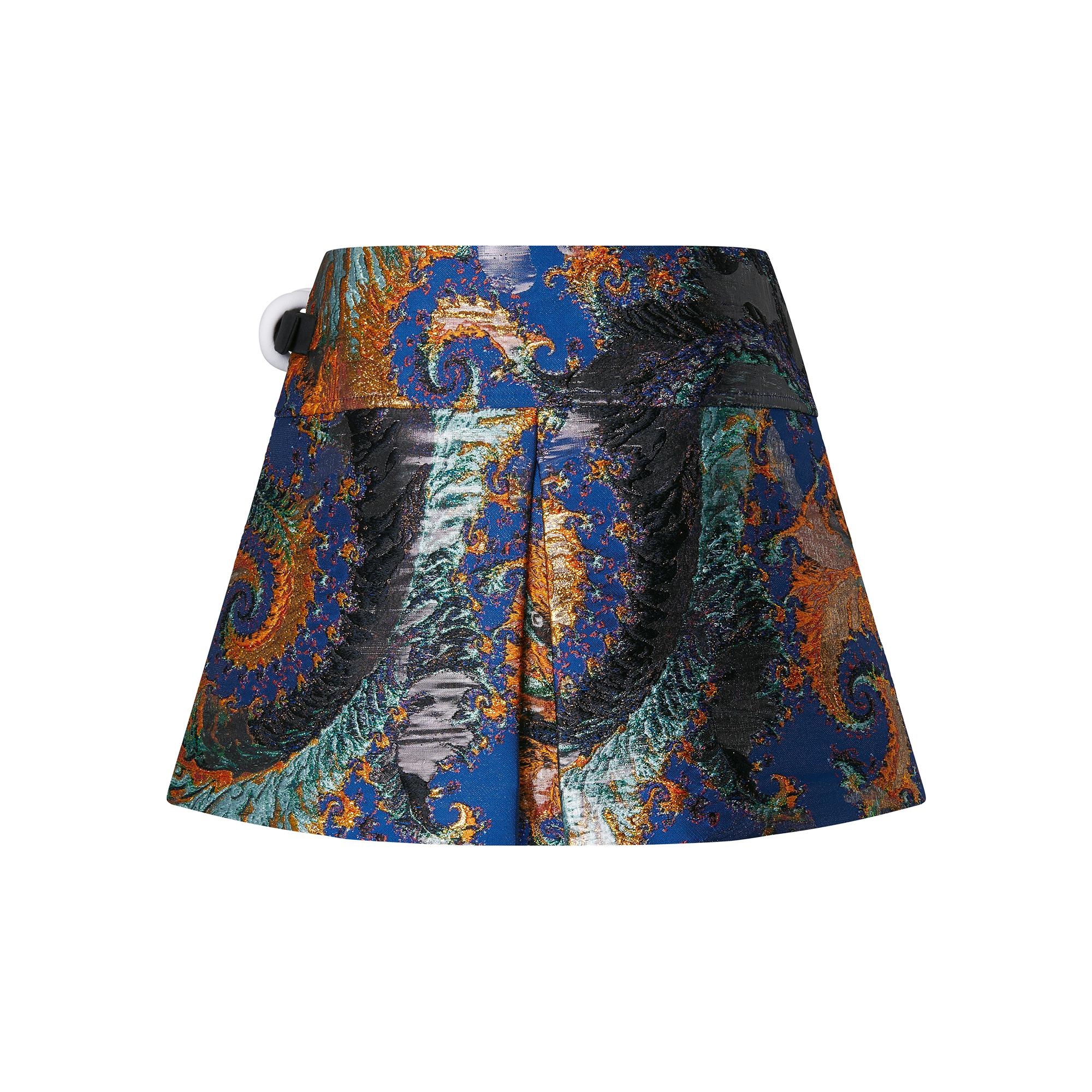 Double Ring Lurex Jacquard Mini Wrap Skirt - 3