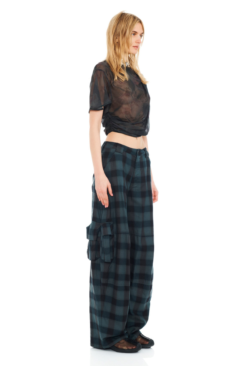Collina Strada BLACK WATERCOLOR ROSES EVA DRAPED TOP outlook