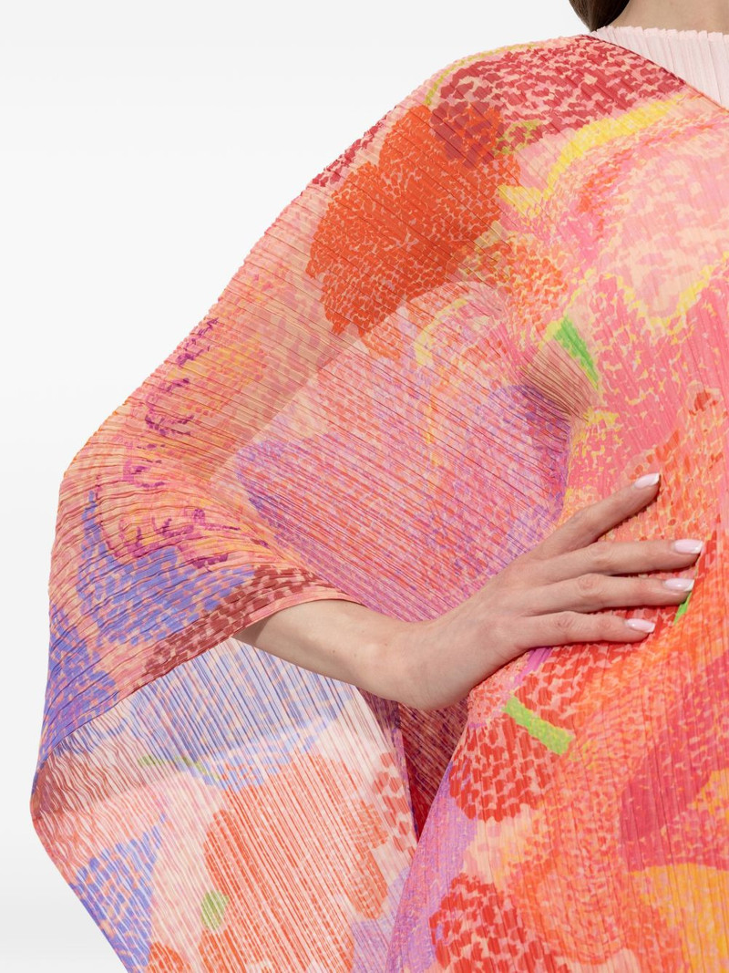 pleated floral print poncho 5