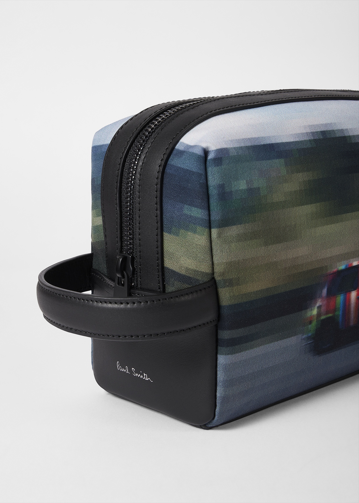 Recycled Polyester Black 'Pixelated Mini' Washbag - 3