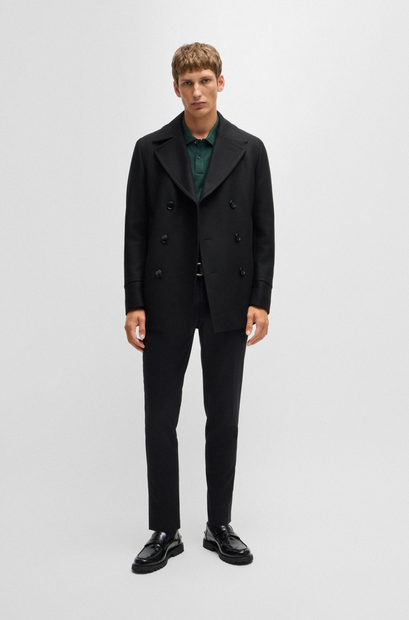 BOSS SLIM-FIT DOUBLE-BREASTED SHORT COAT IN WOOL outlook