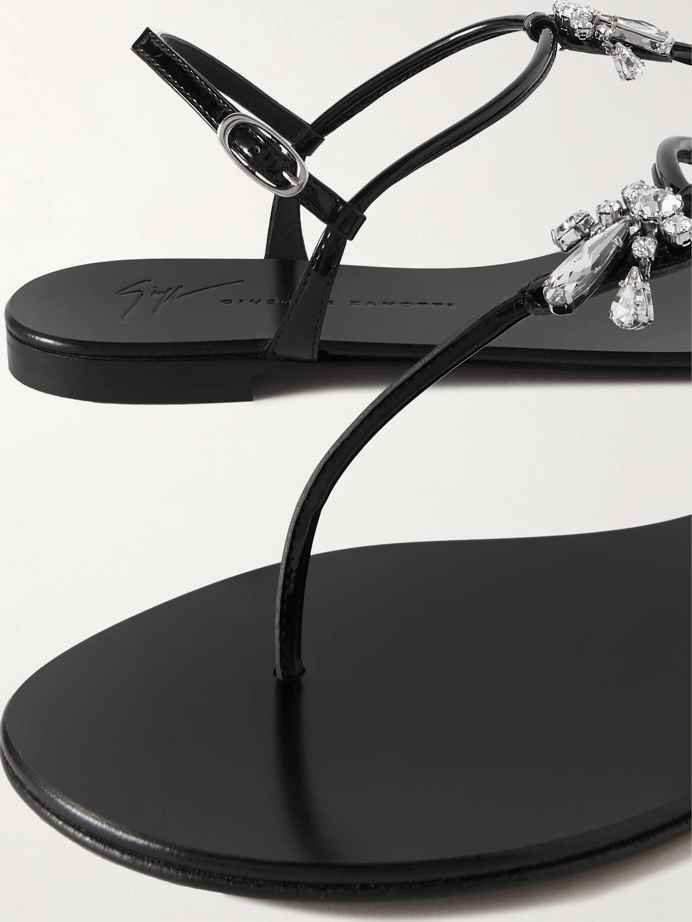 Cantadora crystal-embellished faux patent-leather sandals - 4