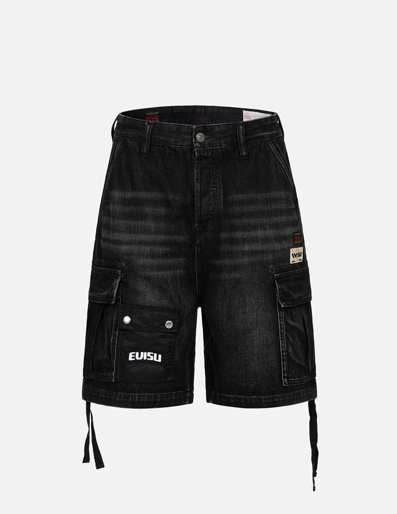 SEAGULL PRINT CARGO DENIM SHORTS 1