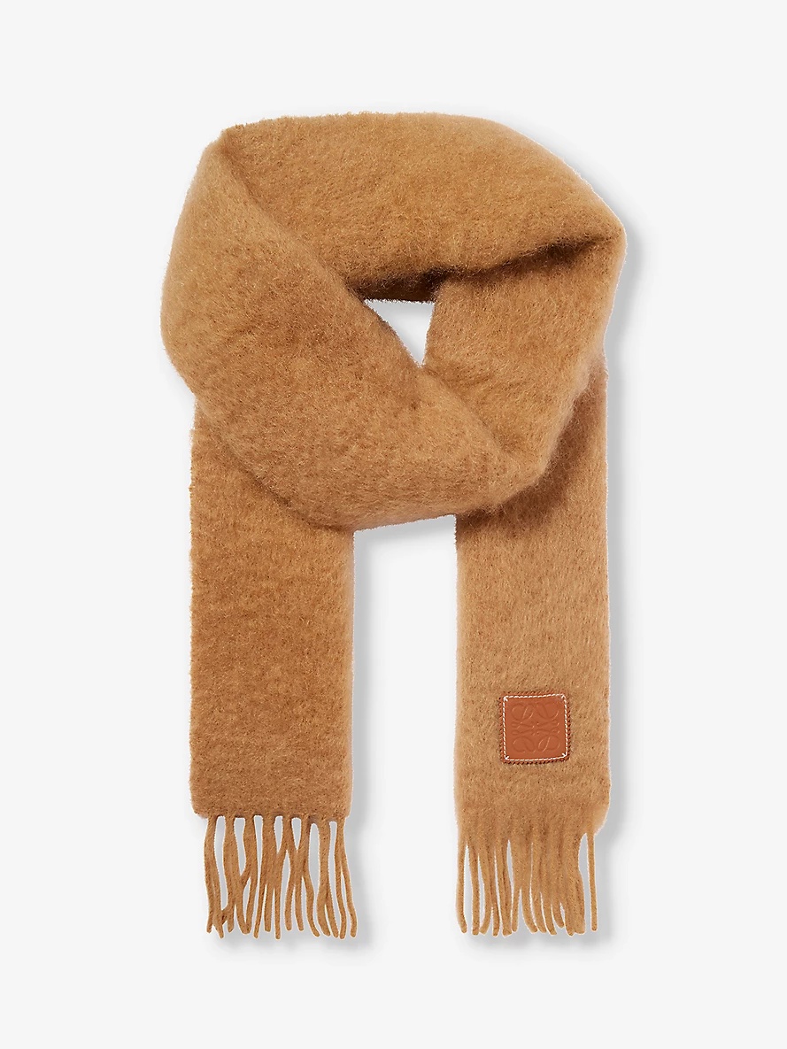 Anagram-patch mohair and wool-blend scarf - 1