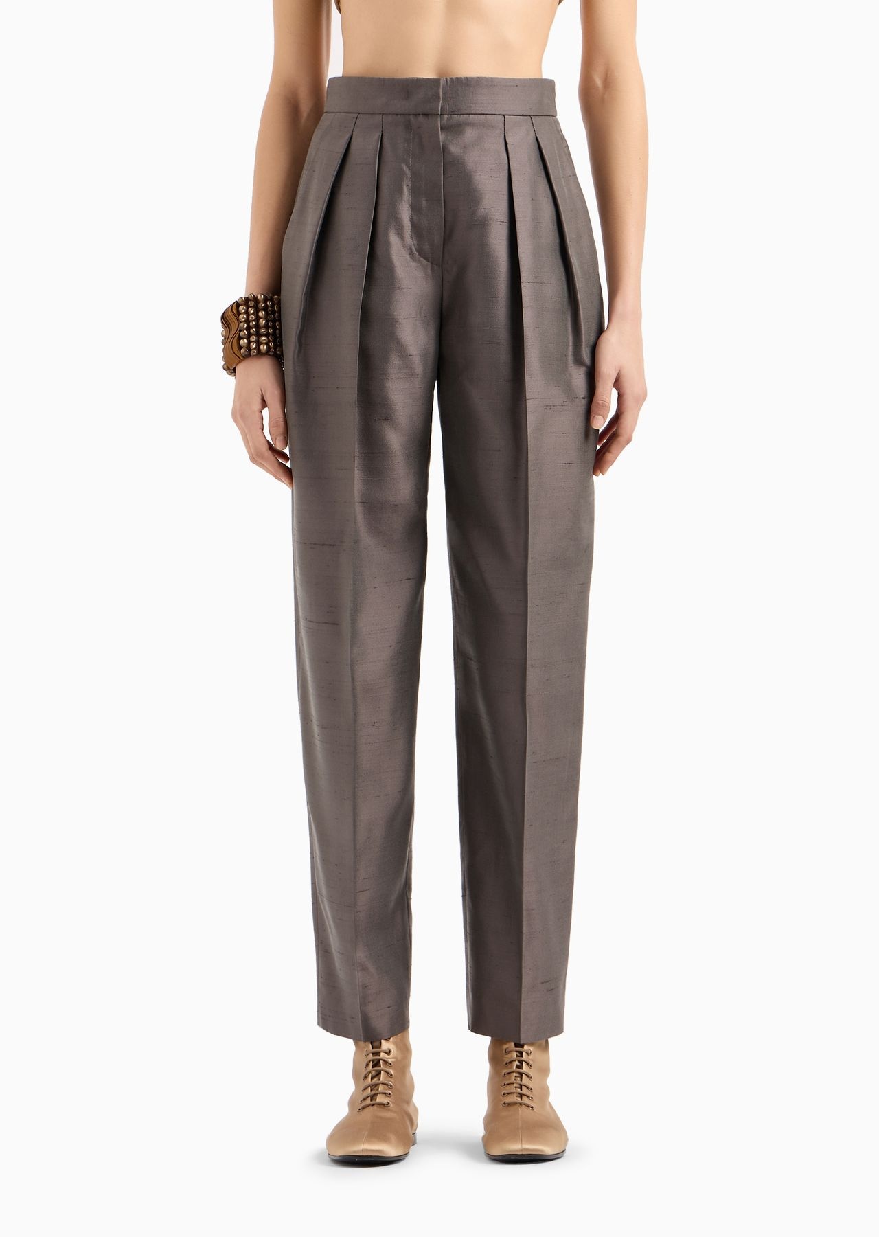 Double-pleat, silk-shantung trousers - 2