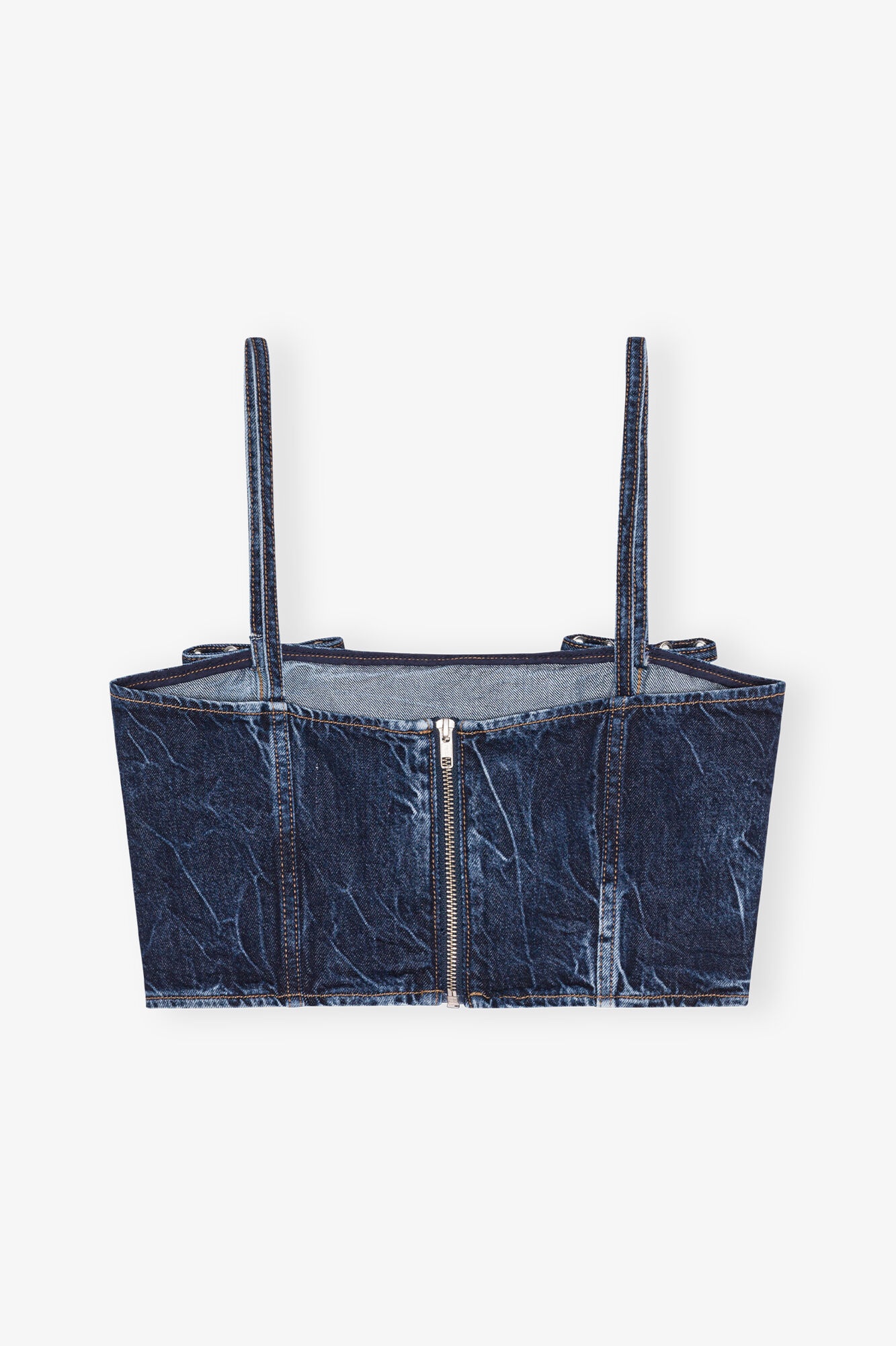 BLUE CRINKLED FUTURE DENIM STRAP TOP - 7