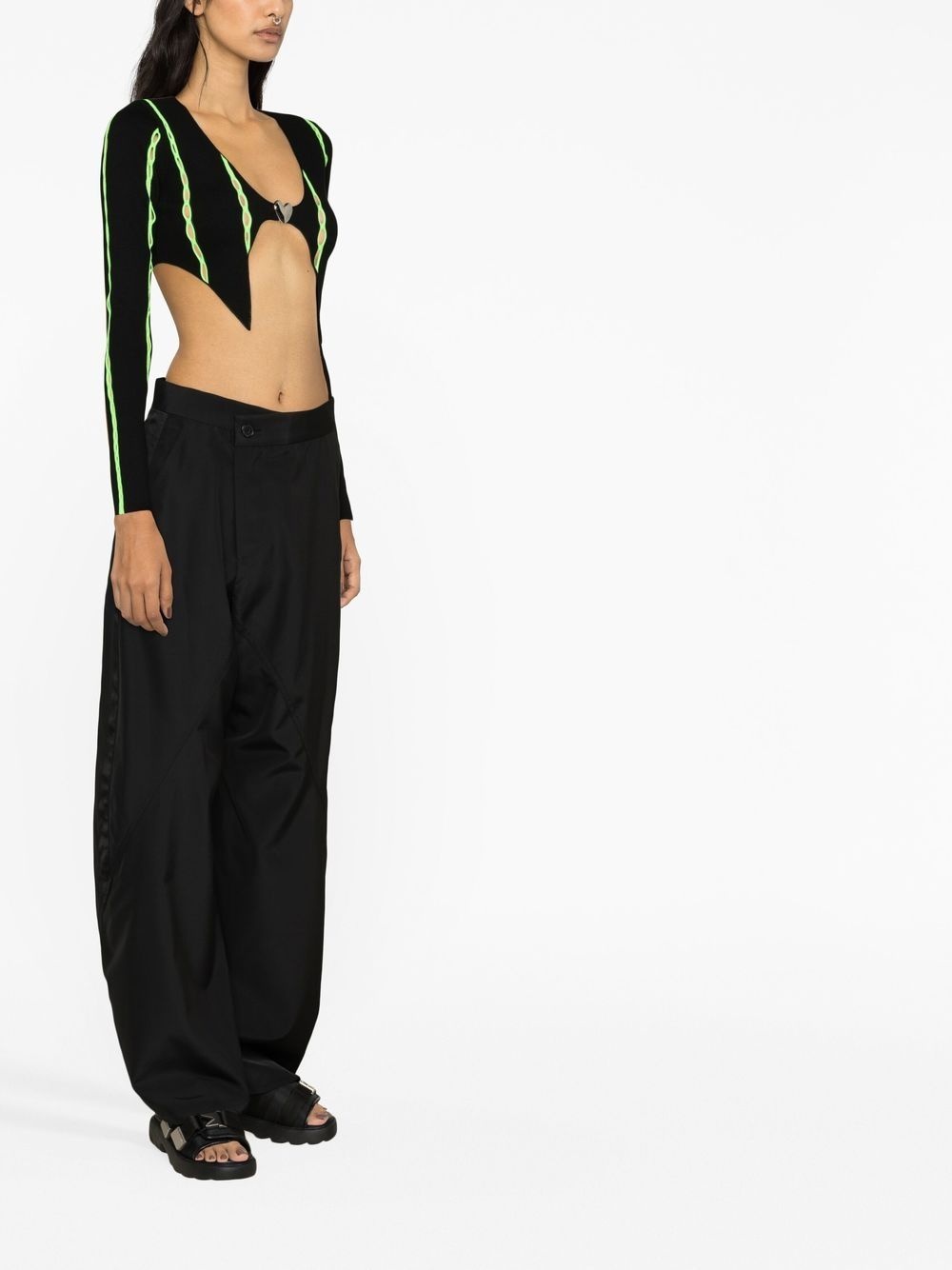 contrast-trim cropped cardigan - 3