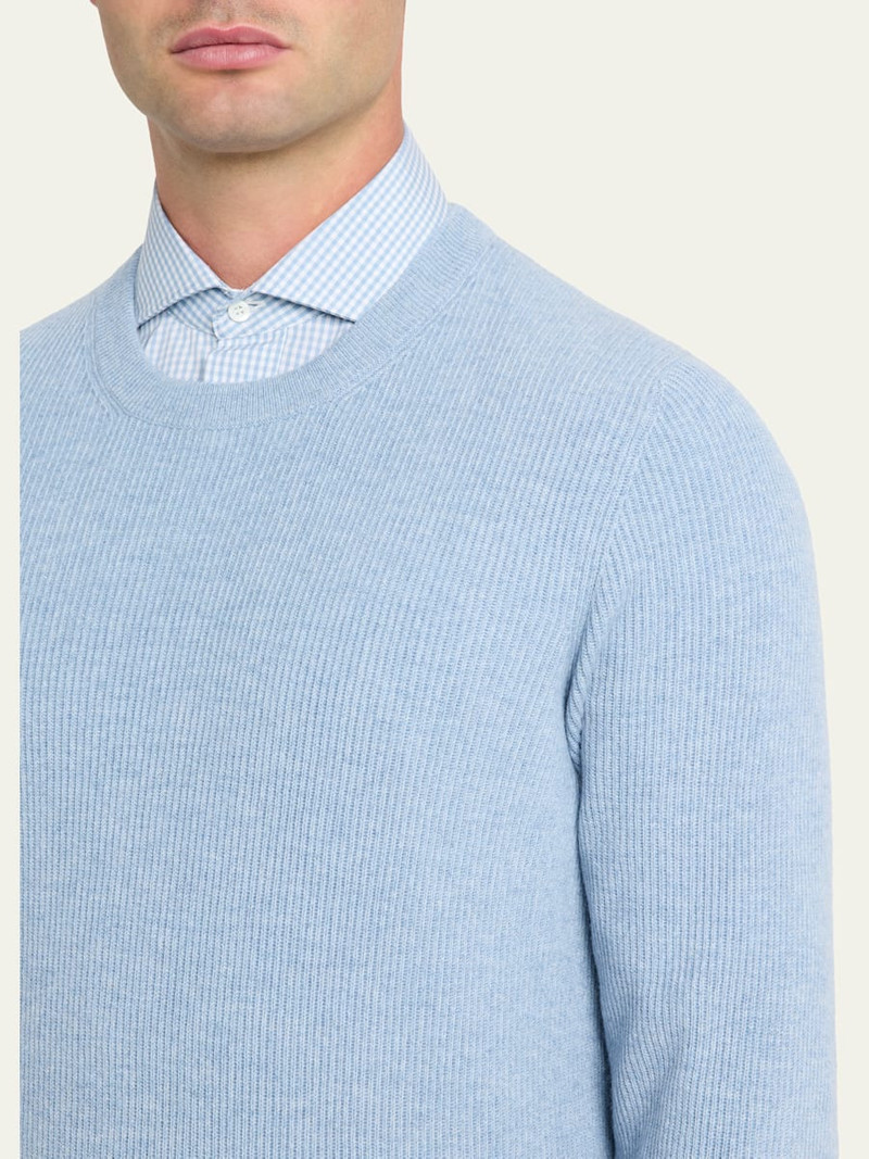 Men's Cashmere English Rib Crewneck Sweater 5