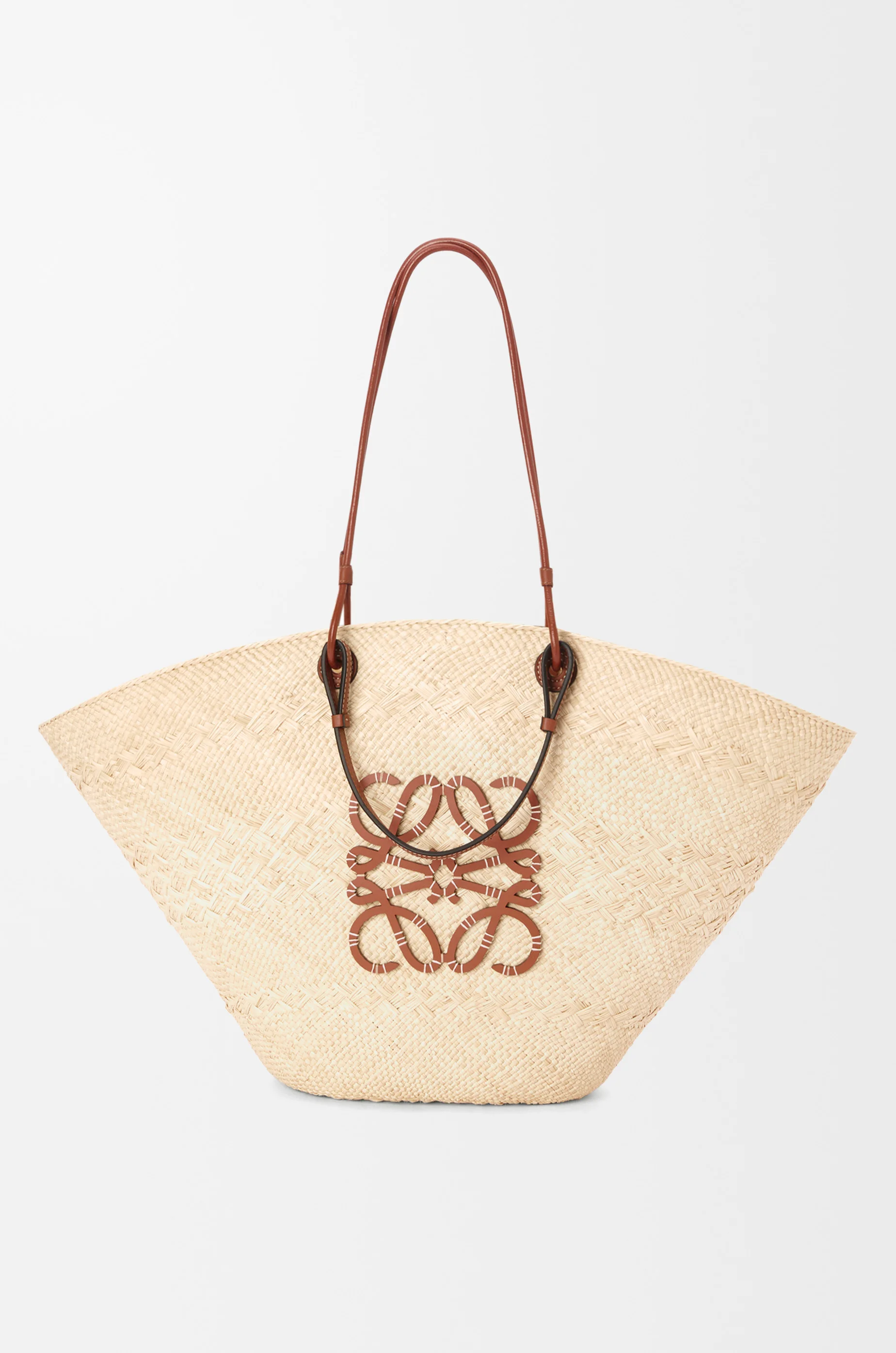 Large Anagram Basket bag in iraca palm and calfskin - 1