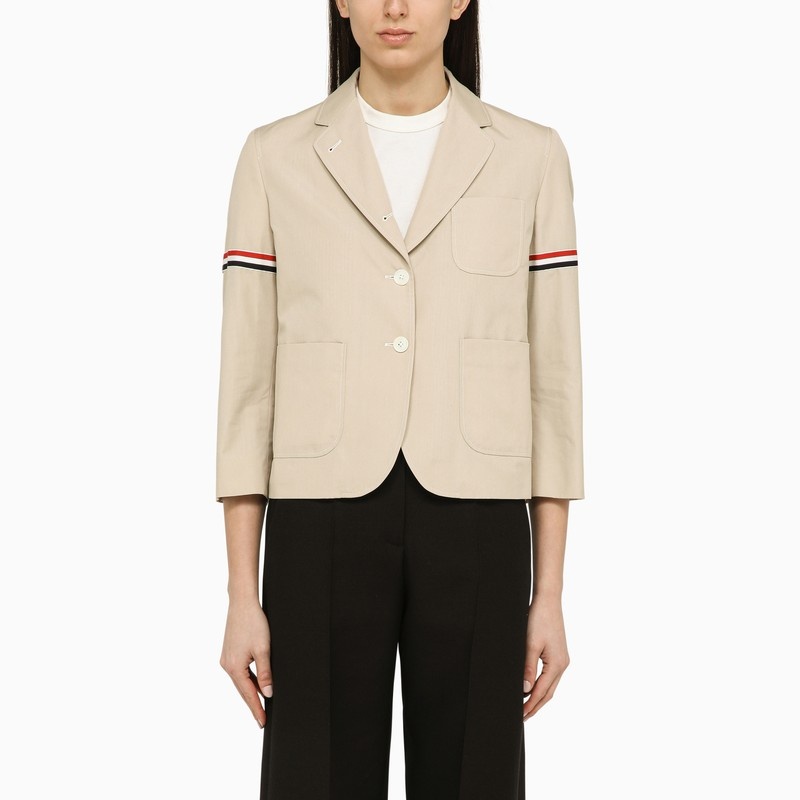 ジャケット THOM BROWNE KHAKI COTTON BLEND SHORT BLAZER Thom Browne Khaki cotton blend short blazer | thedoublef