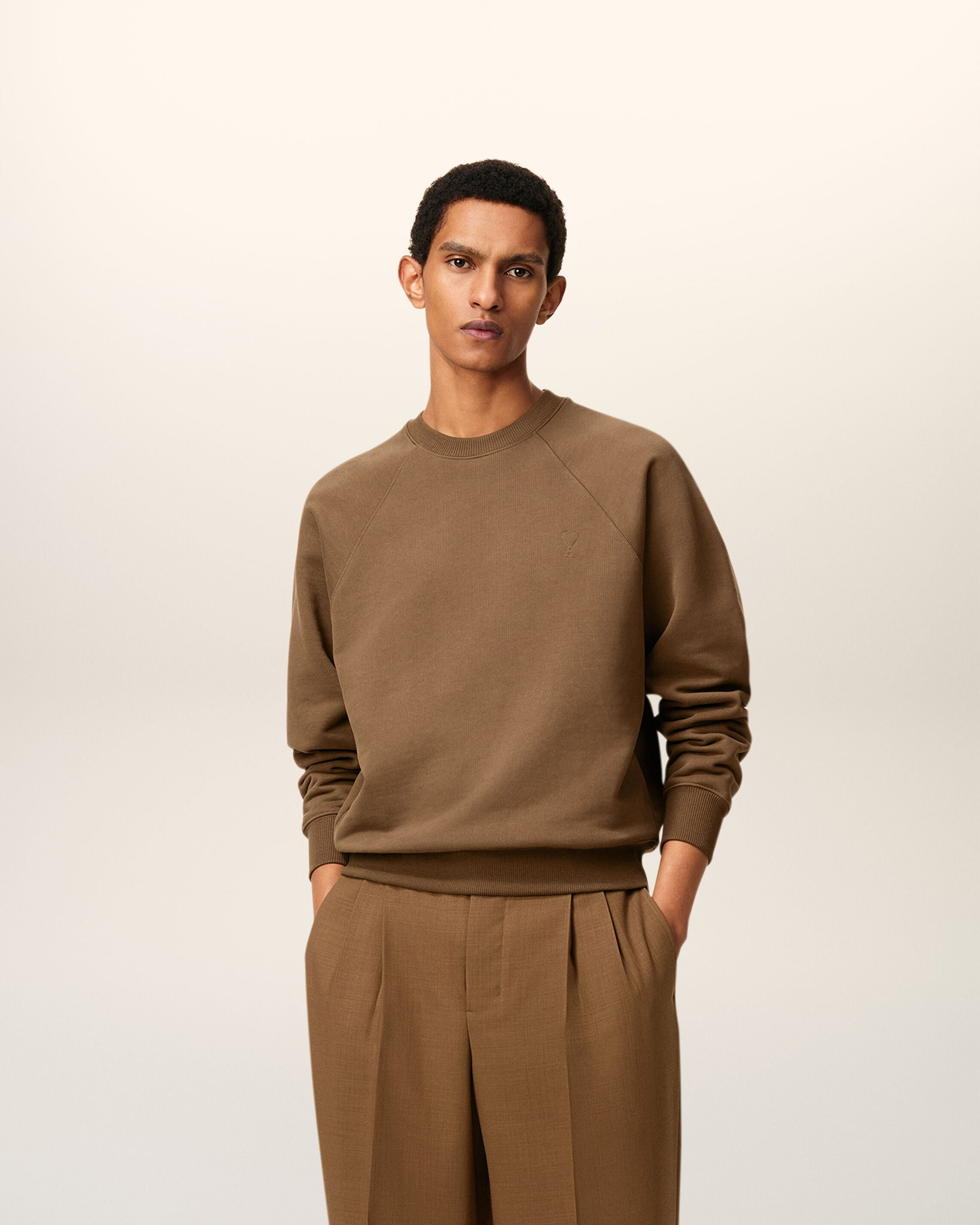 BROWN COTTON AMI DE COEUR SWEATSHIRT - 2