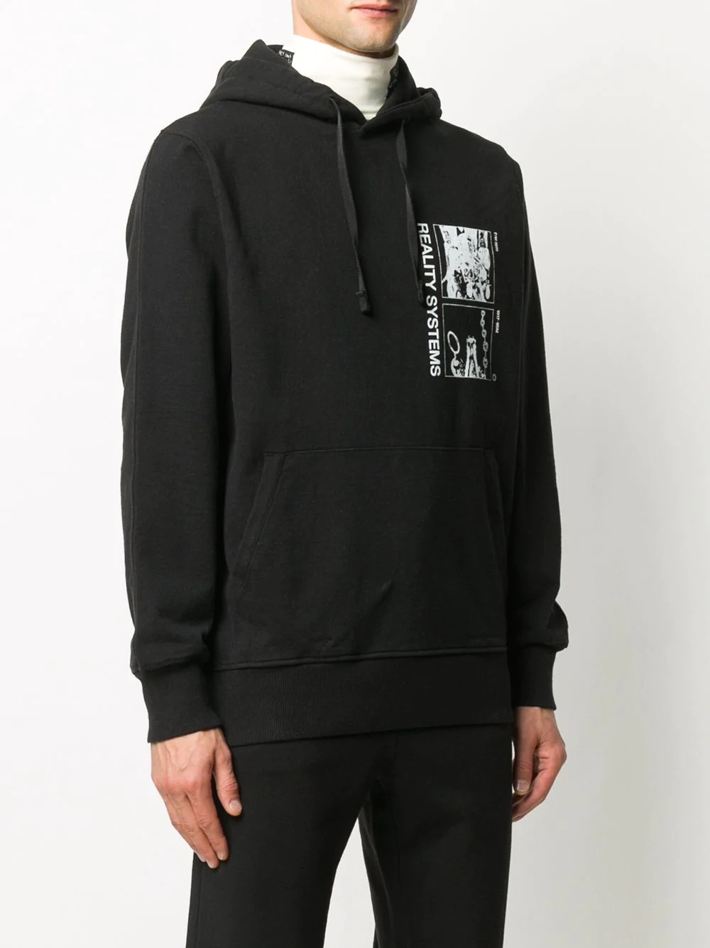 Grid printed popover hoodie - 4