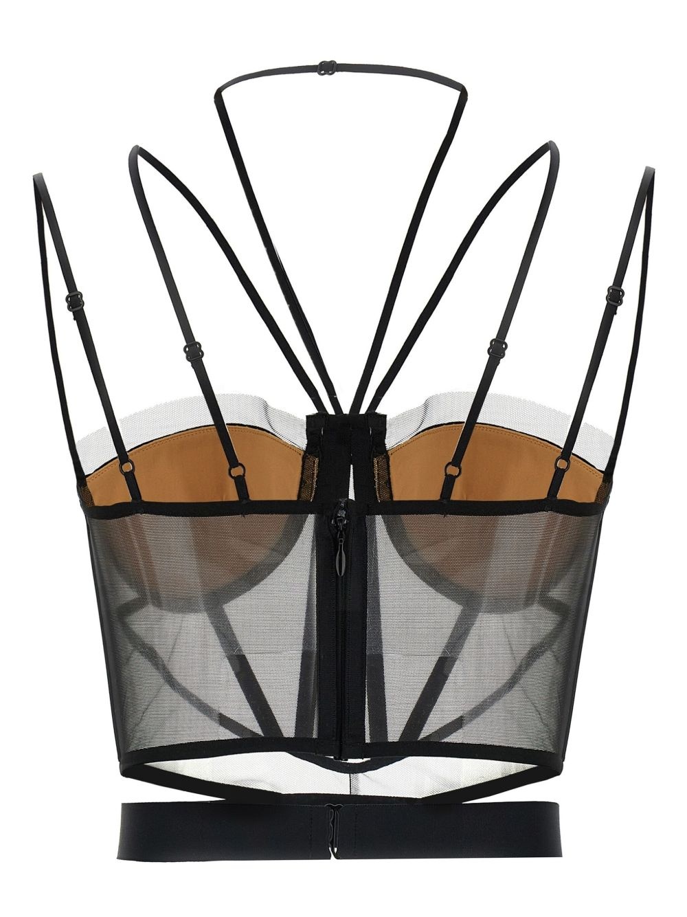 sheer-panelled corset top - 2