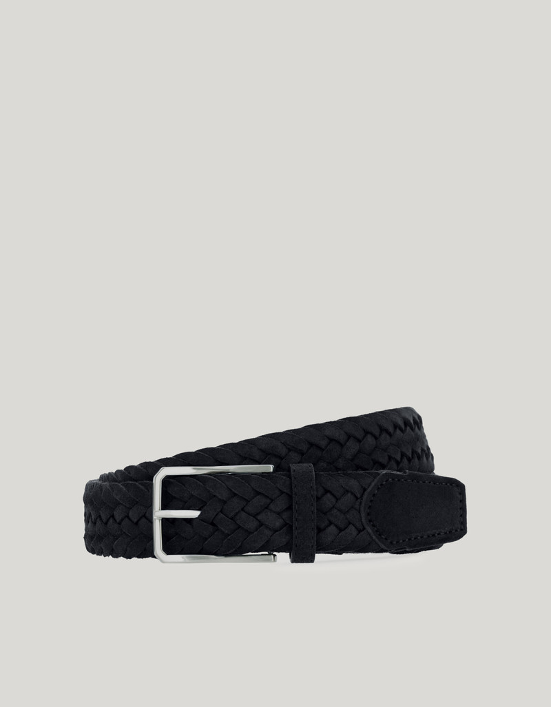 BRAIDED SPLIT LEATHER BELT IN NAVY BLUE 1