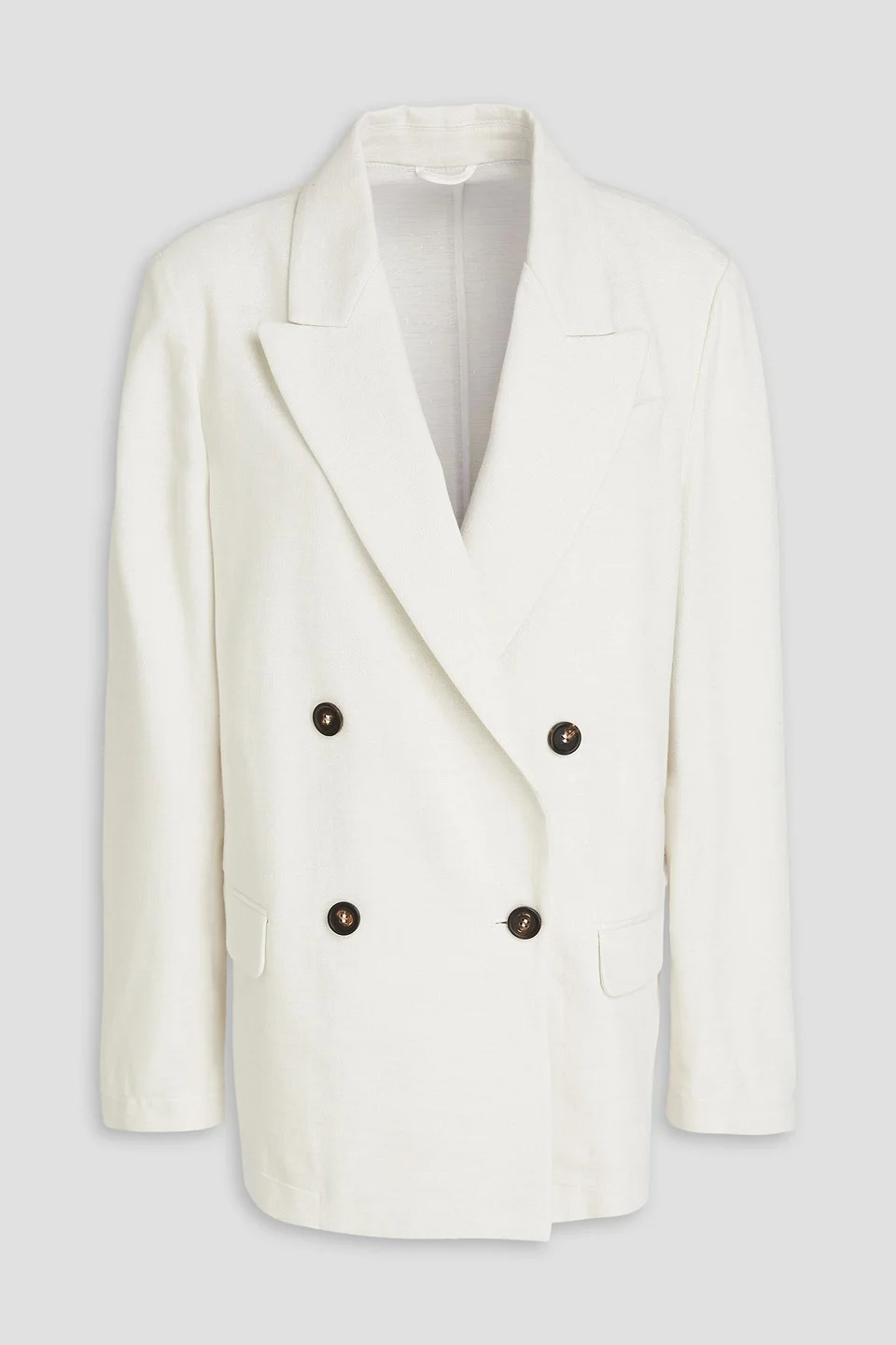 Double-breasted metallic cotton-blend twill blazer - 1