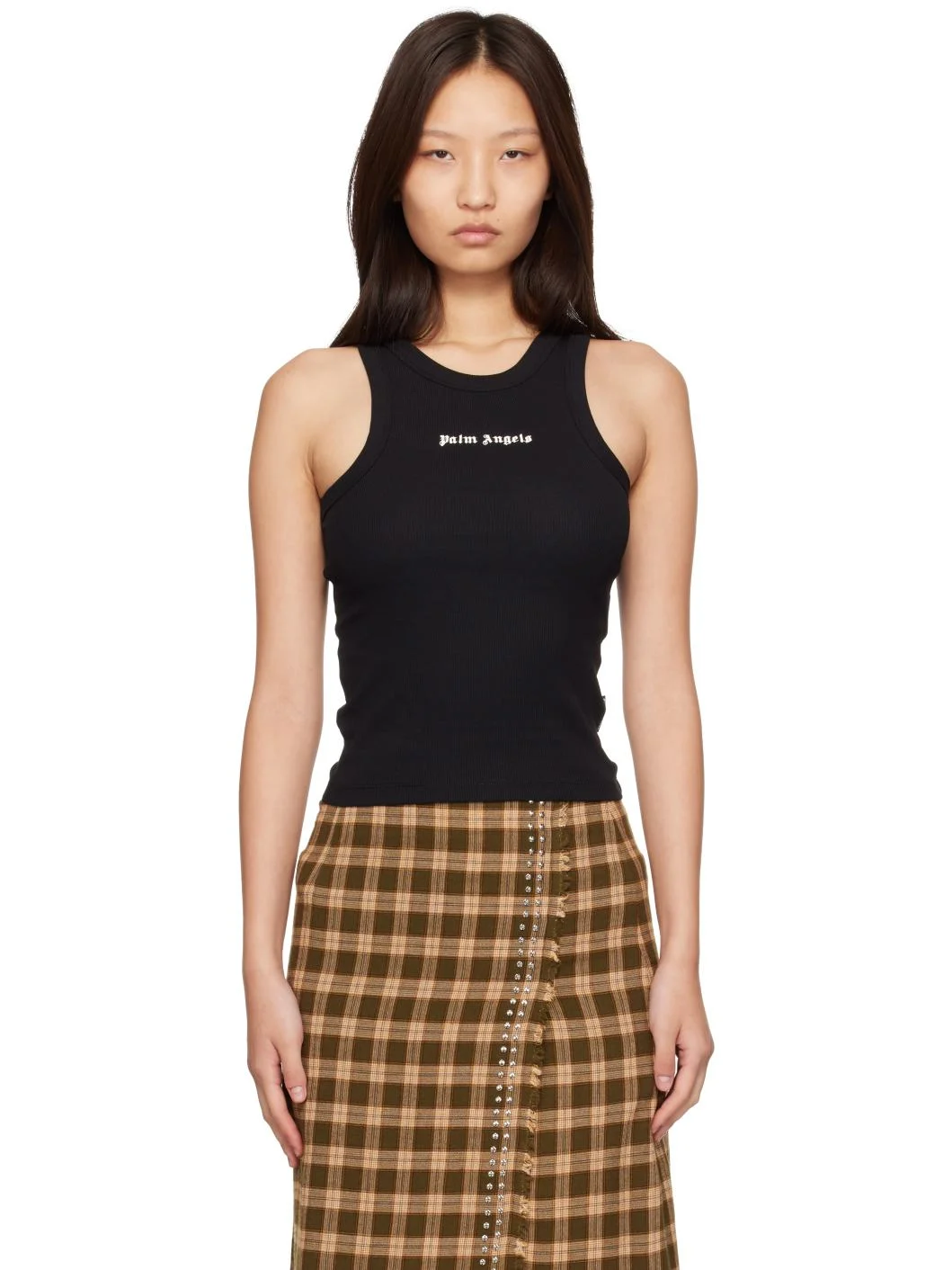 Black Classic Logo Fitted Tank Top - 1