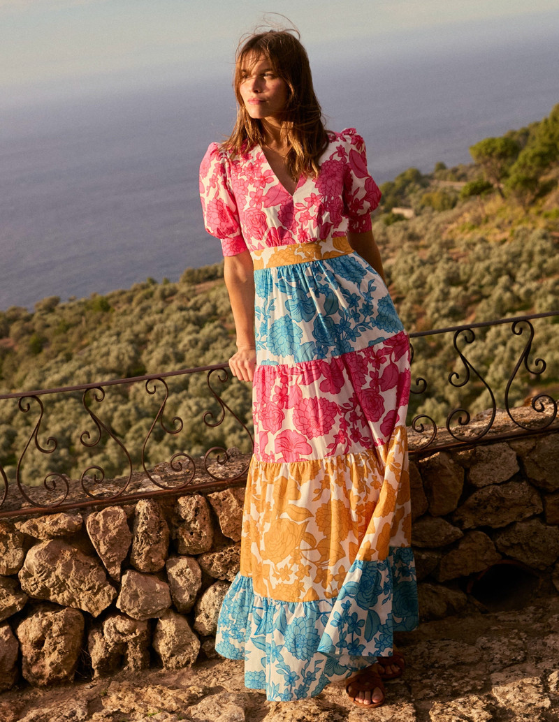 Bella Puff Sleeve Maxi Dress-Multi, Blossom Cascade 3