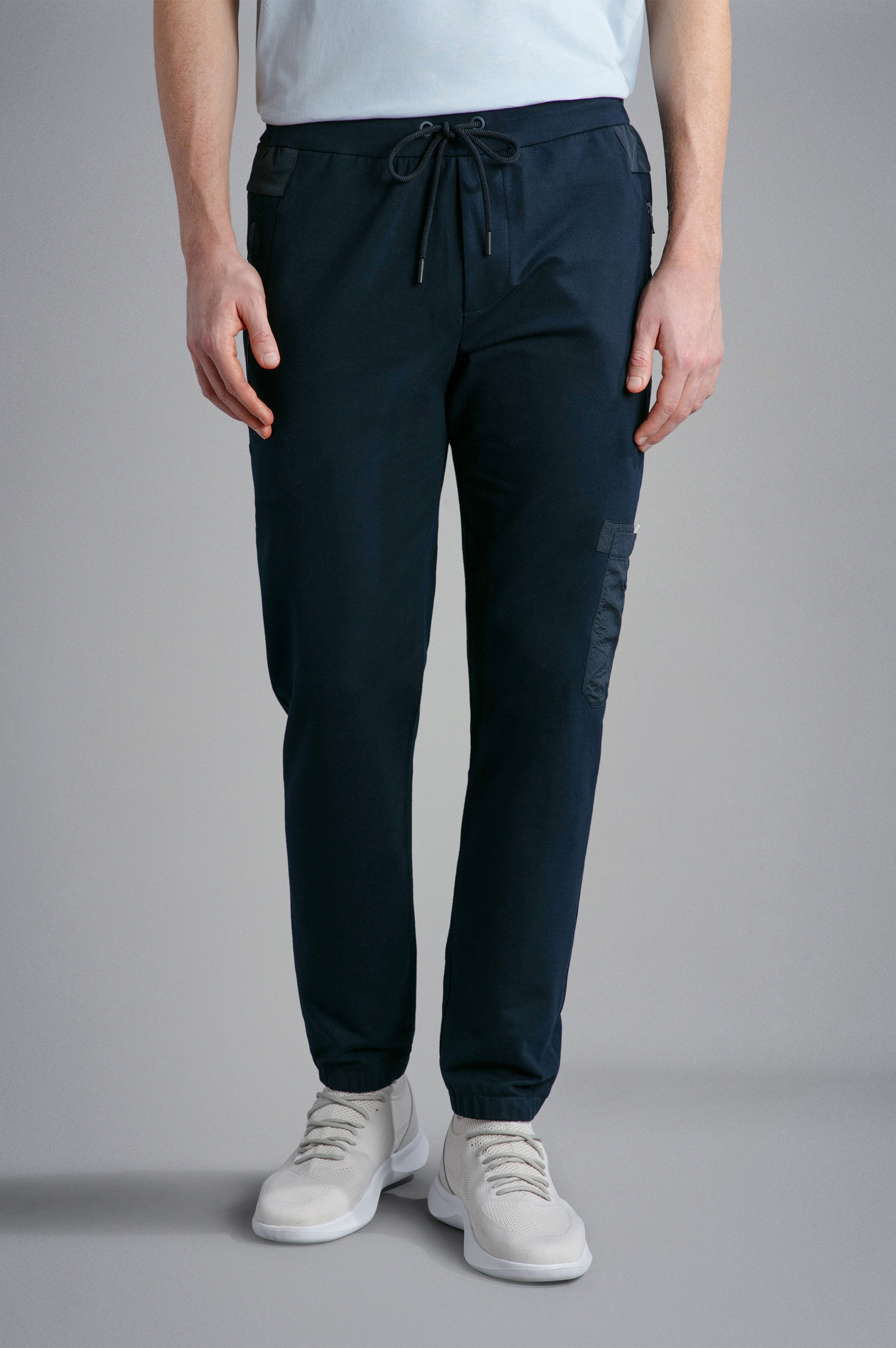 COTTON TRACK-PANTS WITH NYLON DETAILS - 6