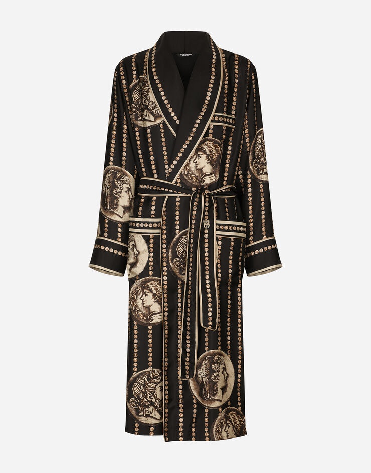 Coin print silk twill robe - 1