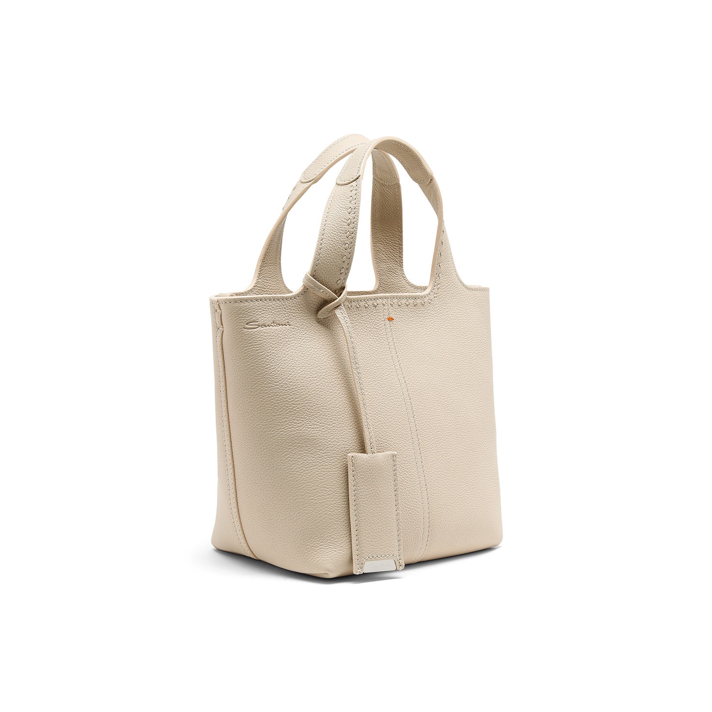 Beige tumbled leather handbag - 2
