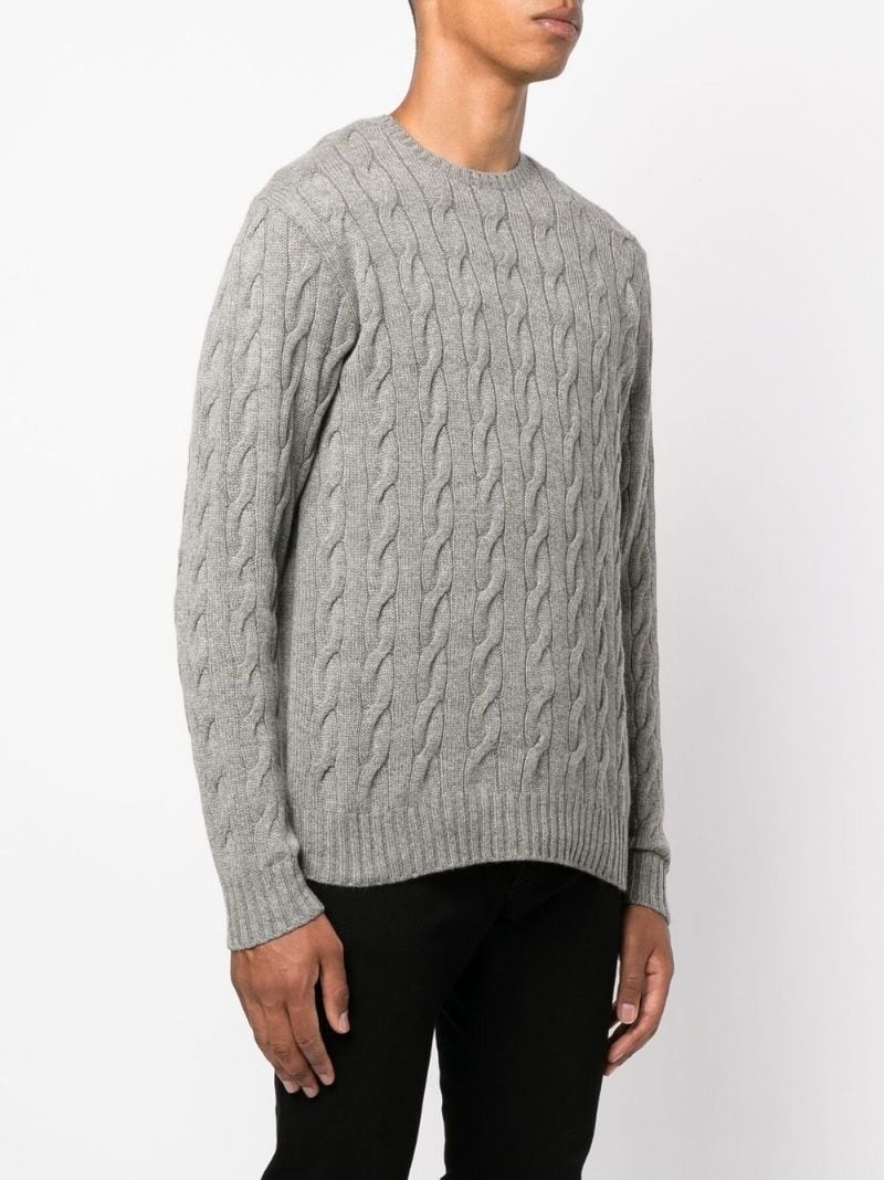 cable-knit long-sleeved sweater - 3