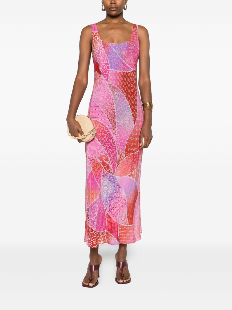 RIXO patchwork halter neck midi dress outlook