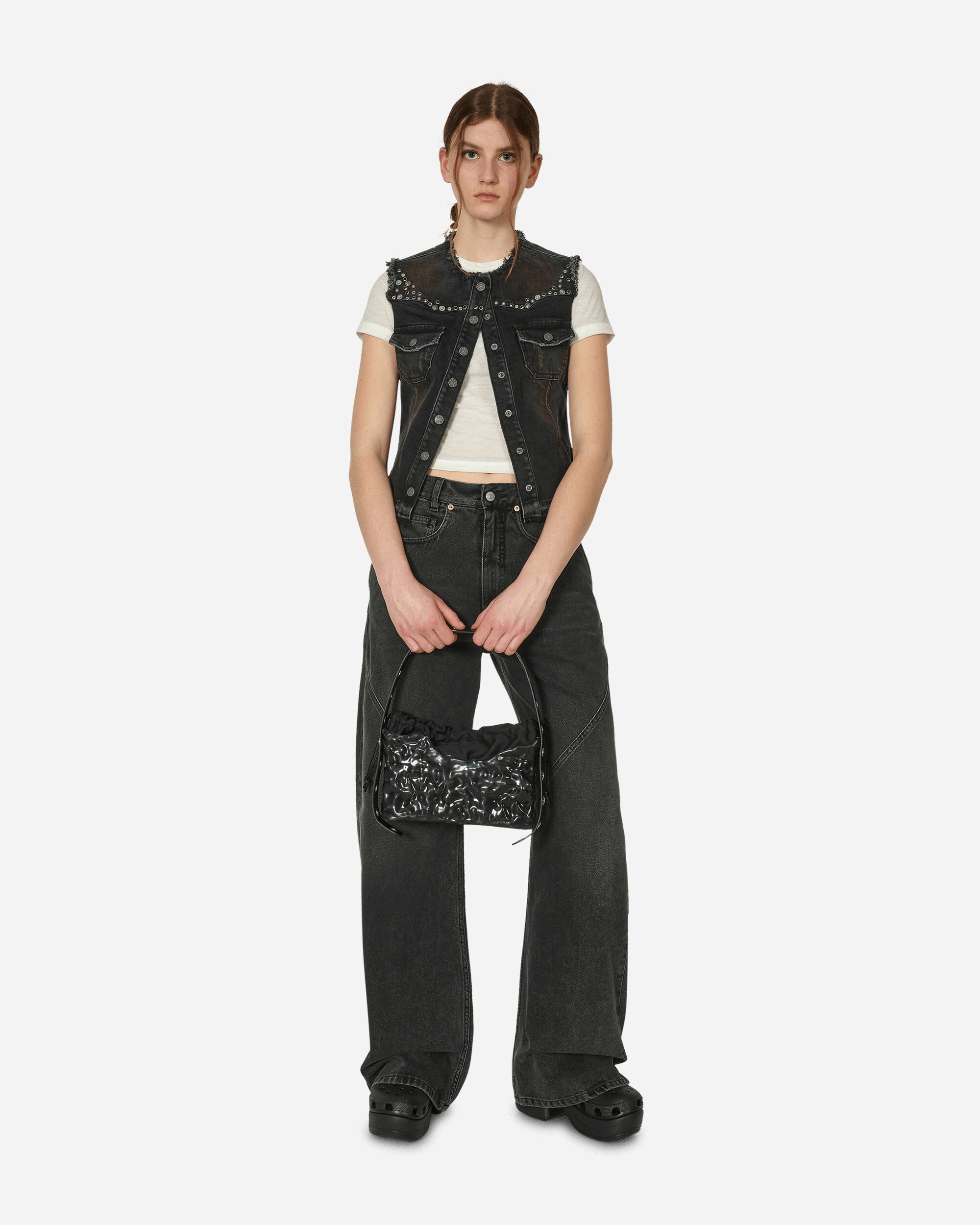 Western Denim Vest Used Black Wash - 4