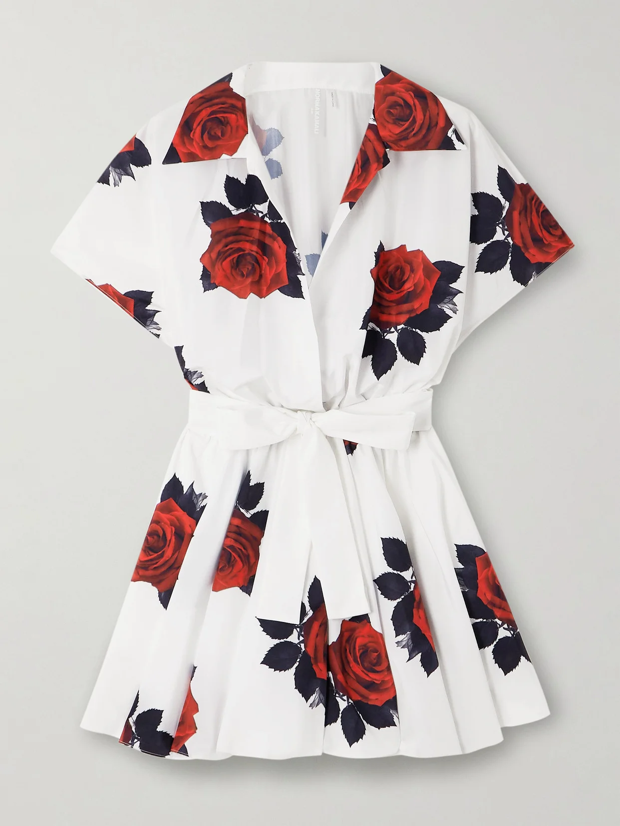 Pleated Floral-print Satin Mini Wrap Dress - 1