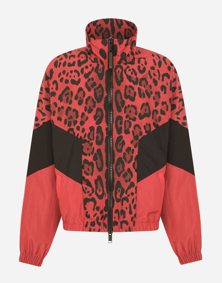 Zip-up leopard-print nylon sweatshirt with embroidery - 3