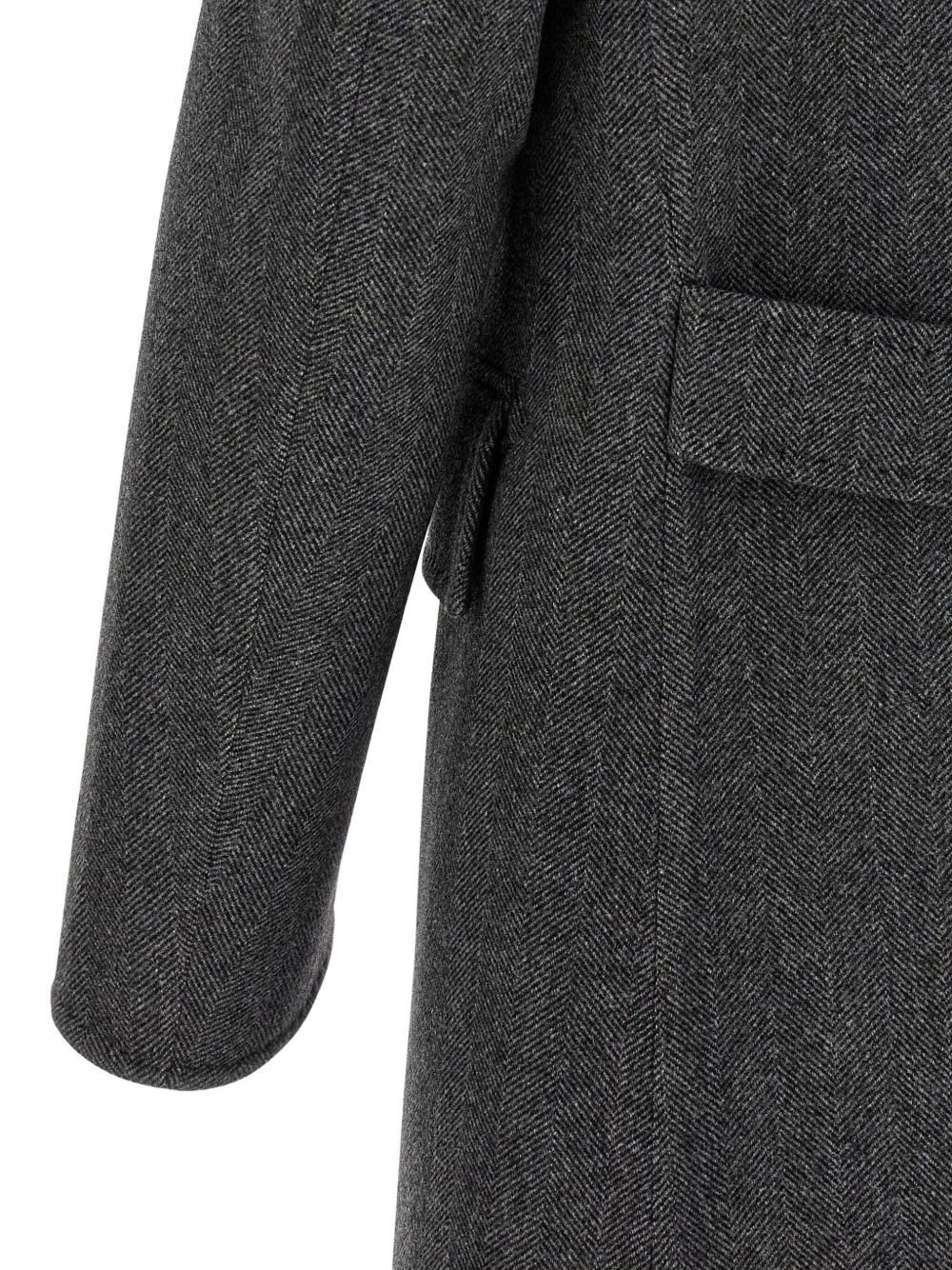 herringbone double-breasted coat - 4