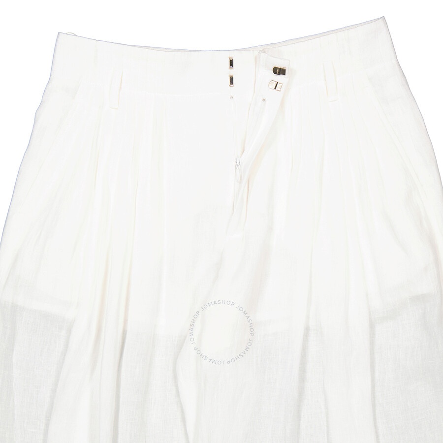 Chloe Ladies White Pleated Wide-Leg Pants, Brand Size 40 (US Size 8) - 7