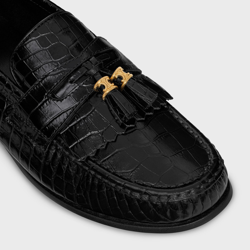 CELINE LUCO LOAFER WITH TRIOMPHE TASSELS in Crocodile Stamped Calfskin 4